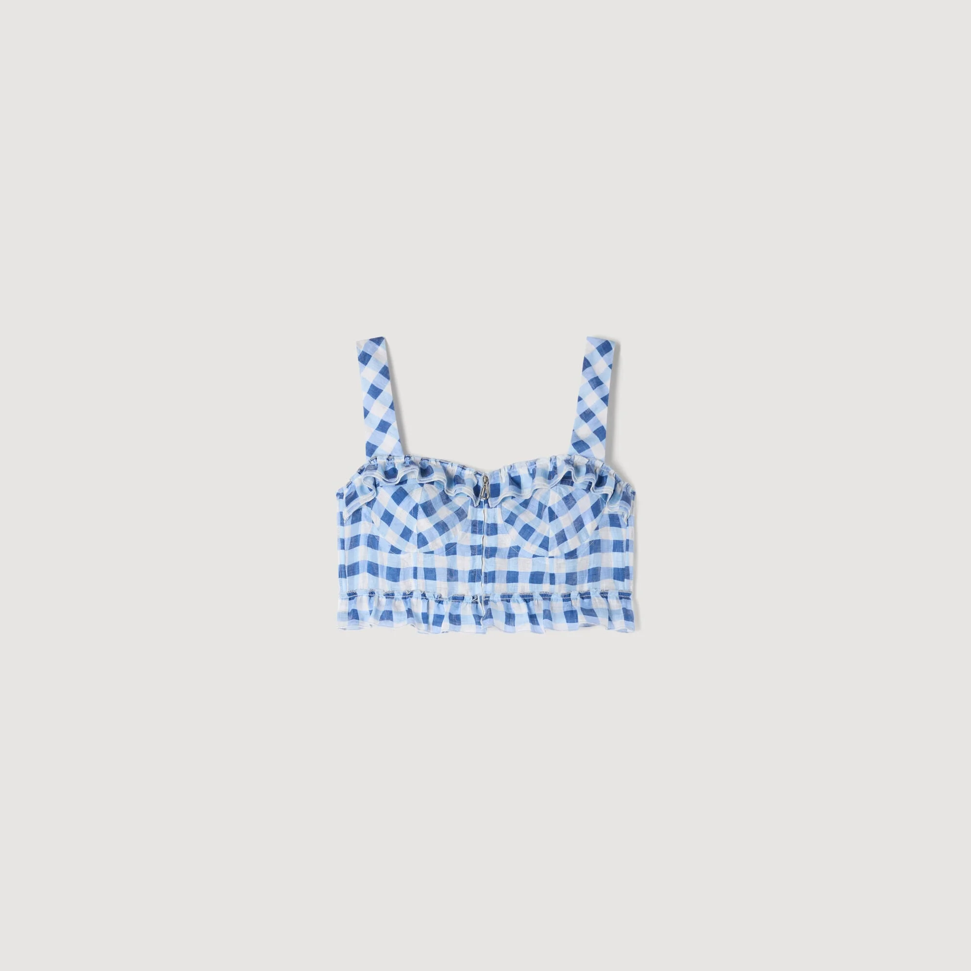 GINGHAM LINEN CROP TOP - 1