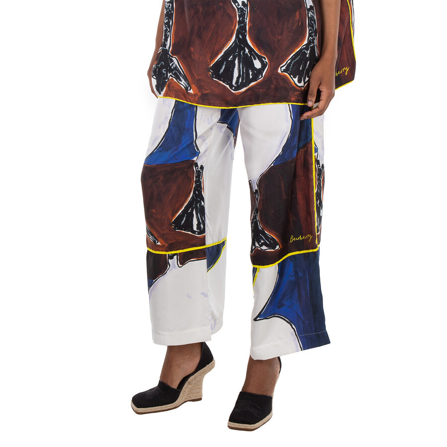 Burberry Graphic-Print Silk Flared Trousers - 2