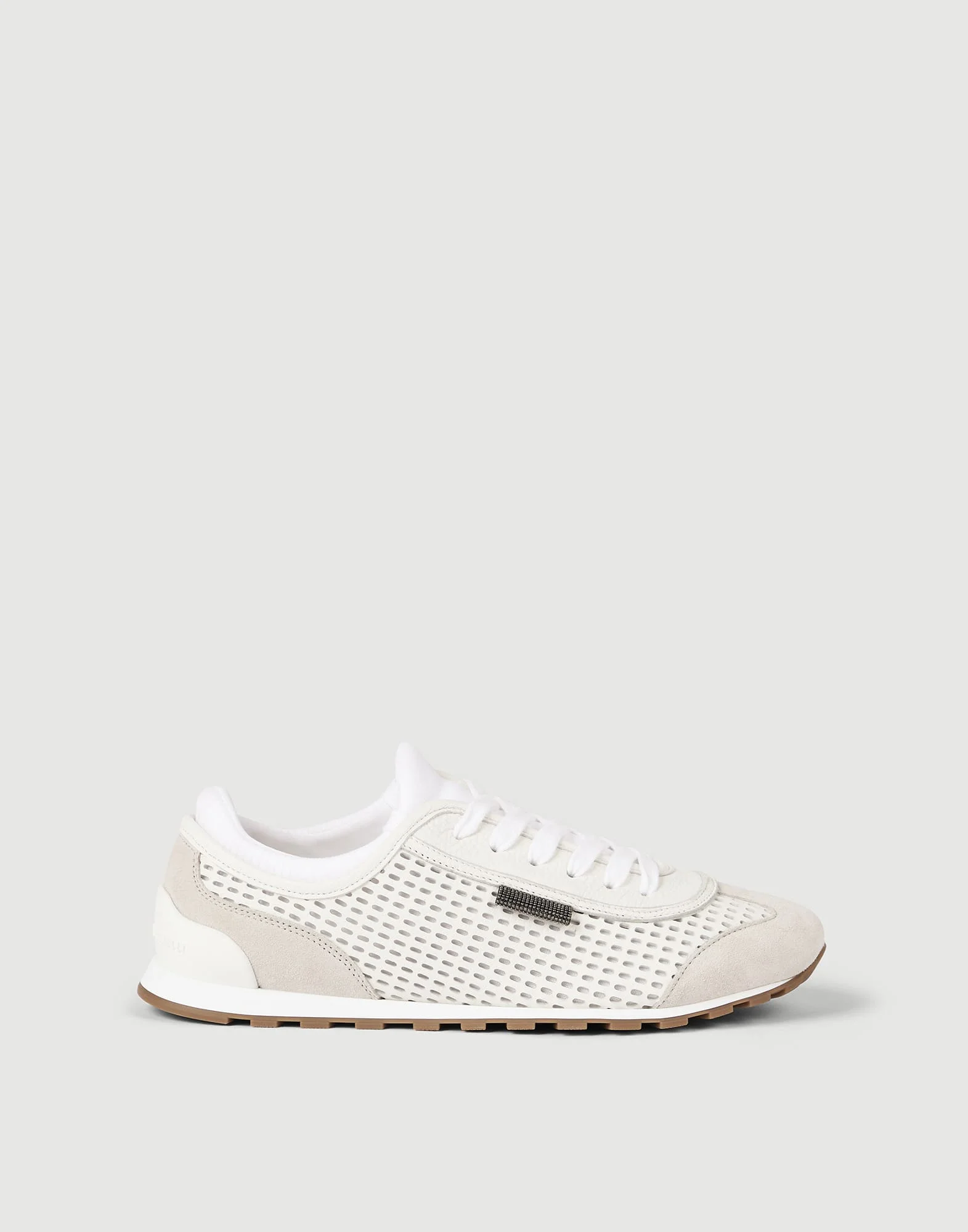 Deerskin net and suede runners with shiny tab - 1