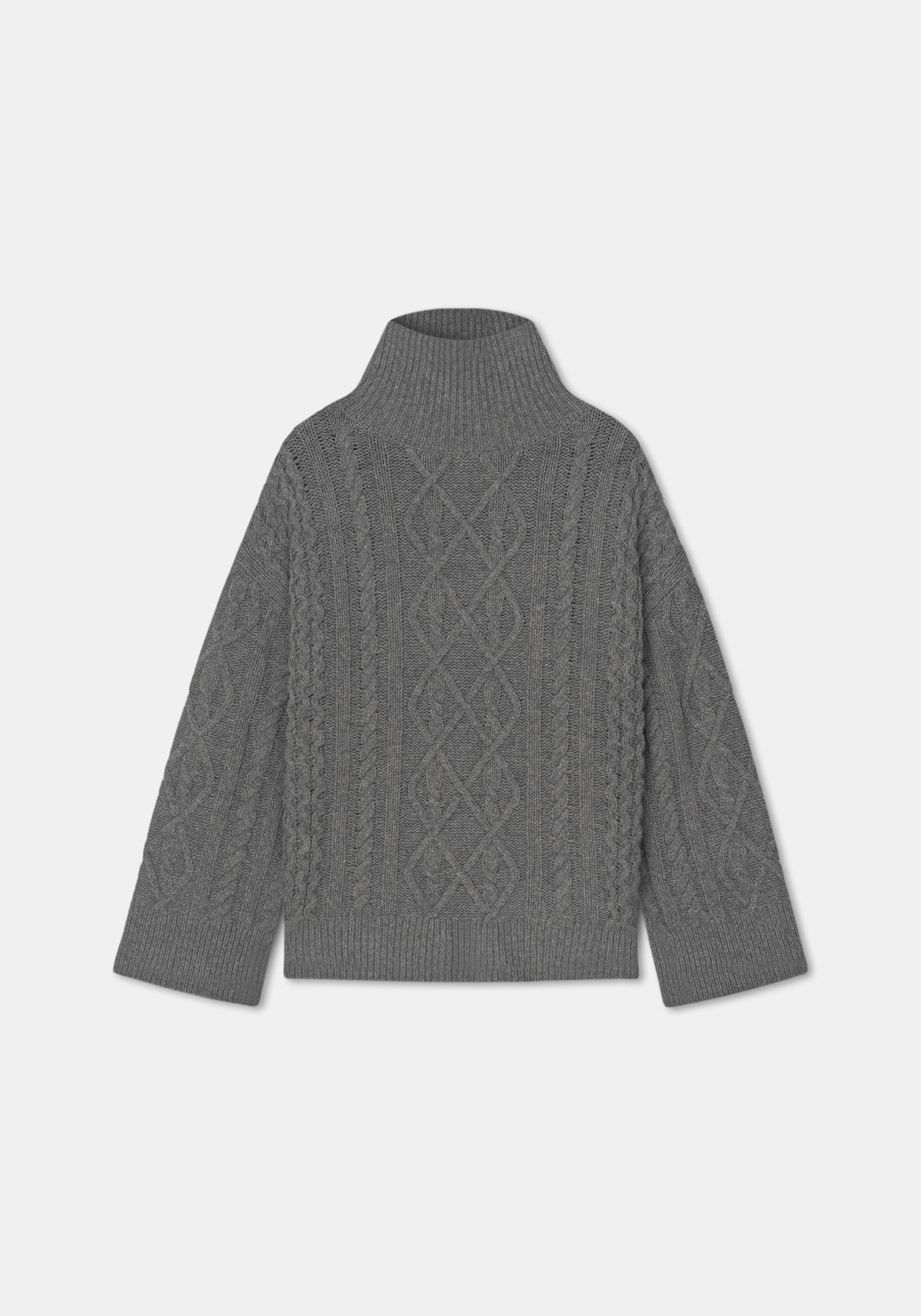 MARSHALL
Cable-knit merino funnel-neck jumper - 1