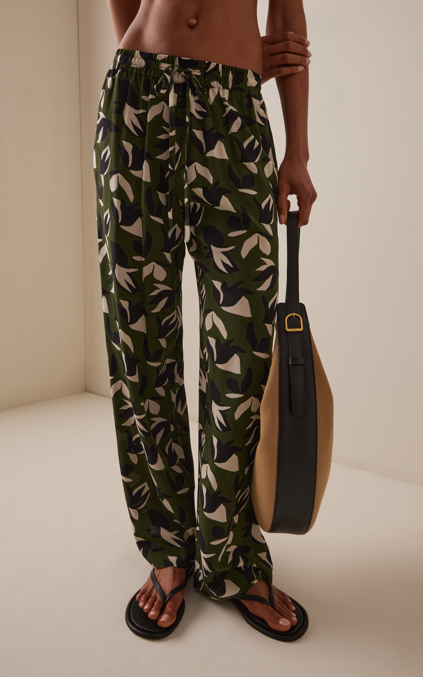Drawstring Silk Straight-Leg Pants multi - 3