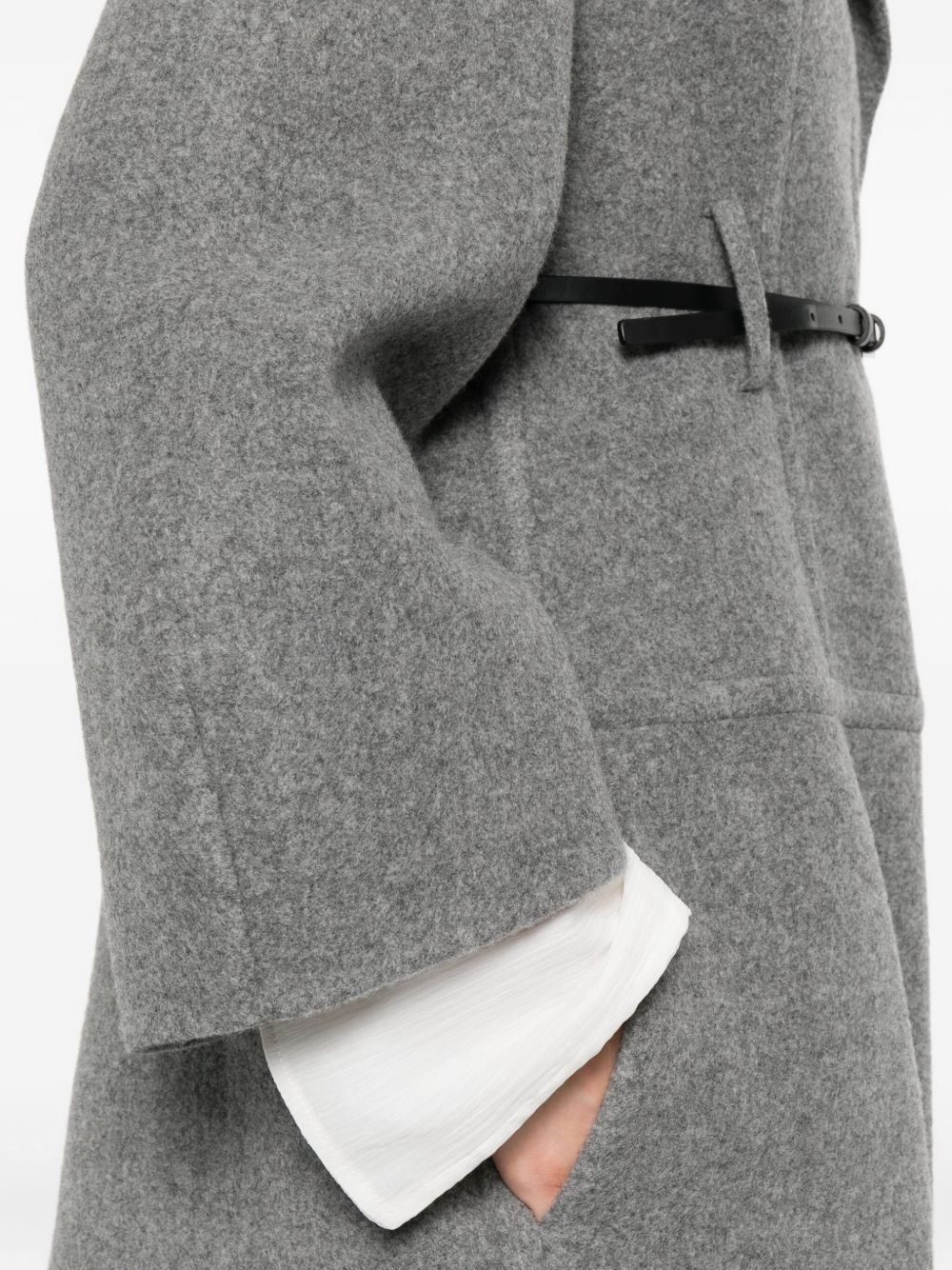 belted wool-cotton coat - 5