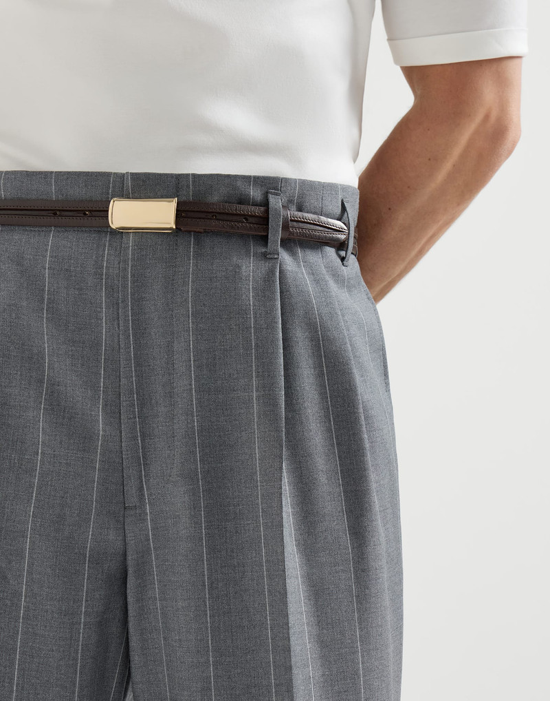 Virgin wool chalk stripe trousers with double pleats 4