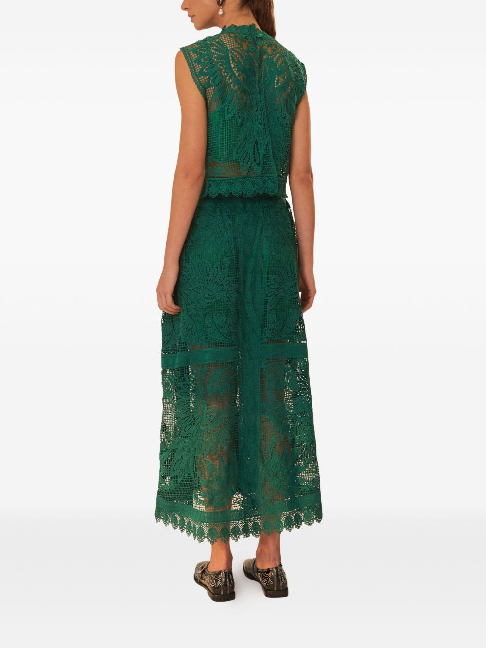 floral-lace midi skirt - 2