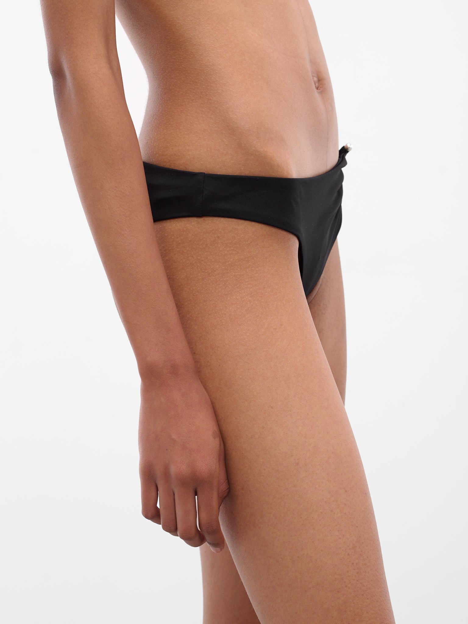 Black Ruched Crescent Side Briefs - 5