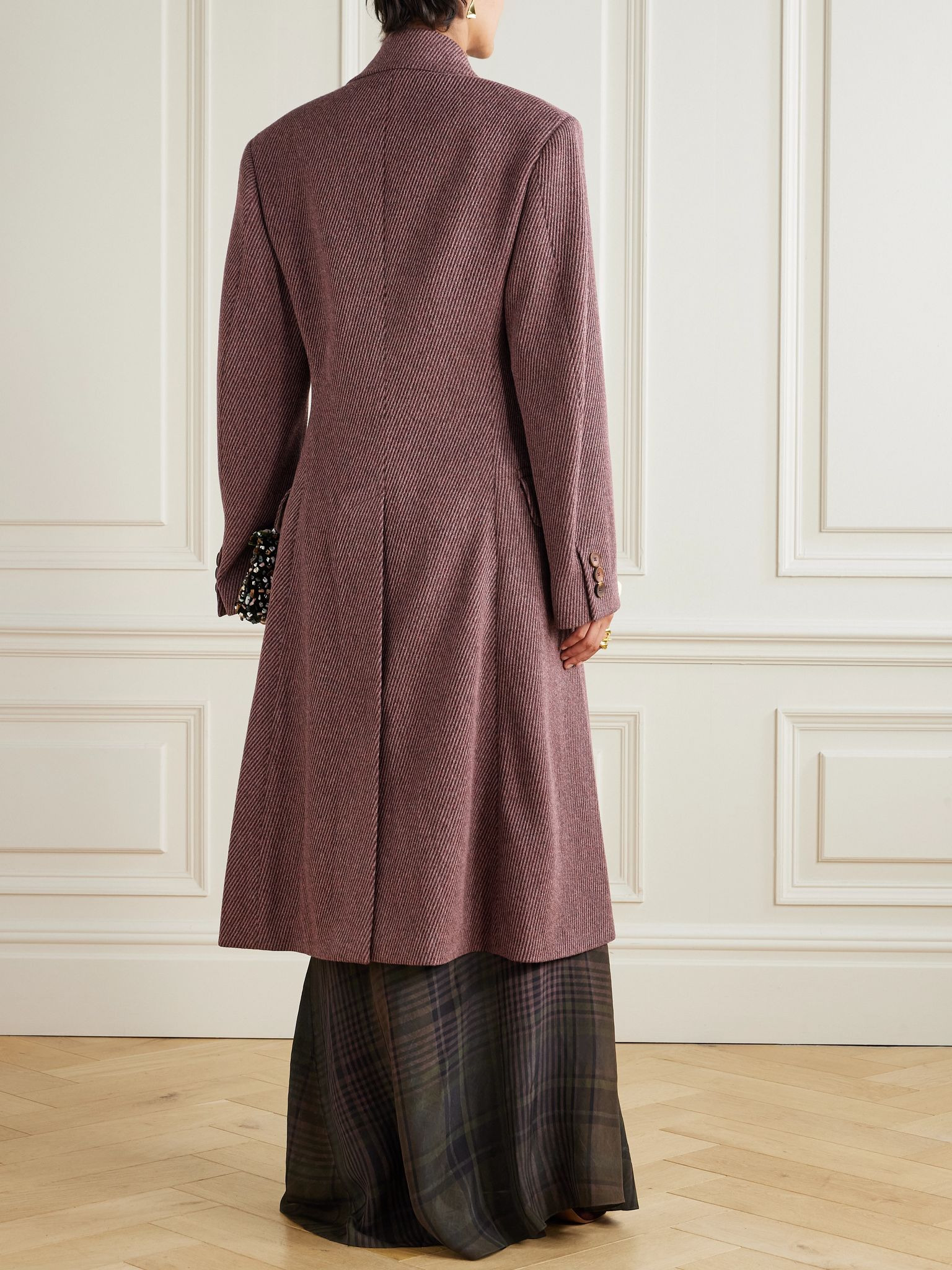 Winston double-breasted wool-twill coat Brown - 4