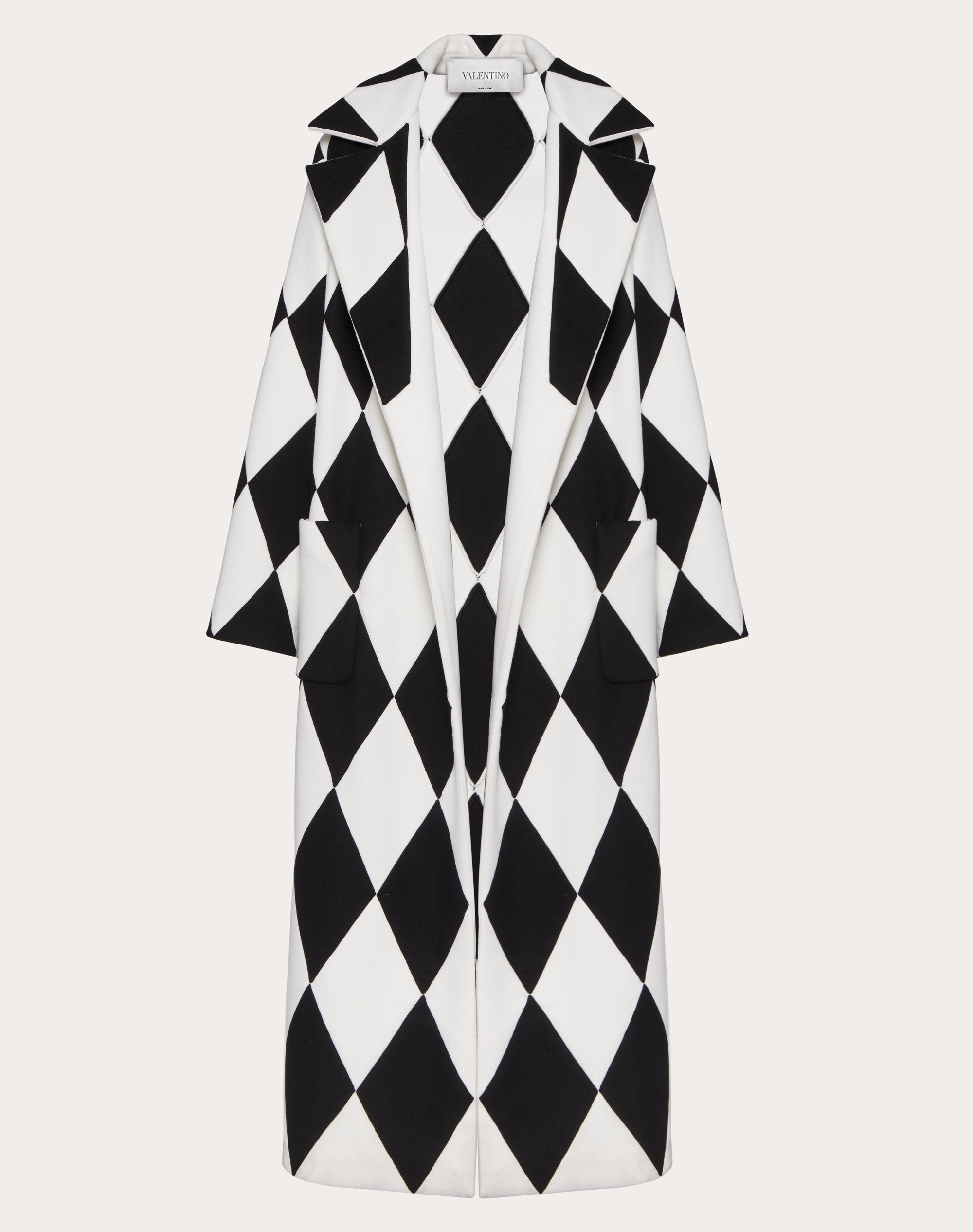 LONG COAT IN INTARSIA COMPACT DRAP - 1
