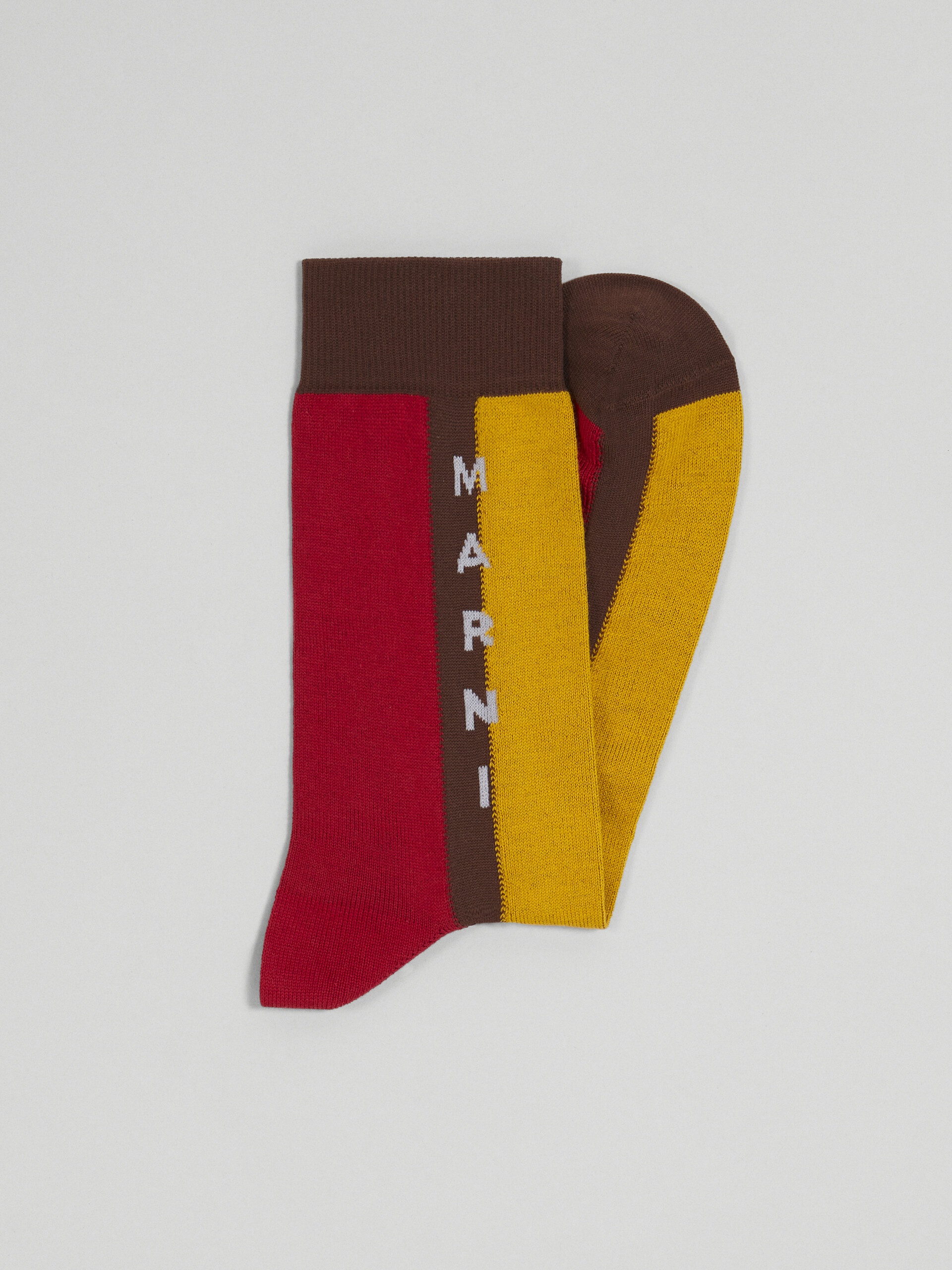 RED AND YELLOW LISLE COTTON AND NYLON SOCK - 2
