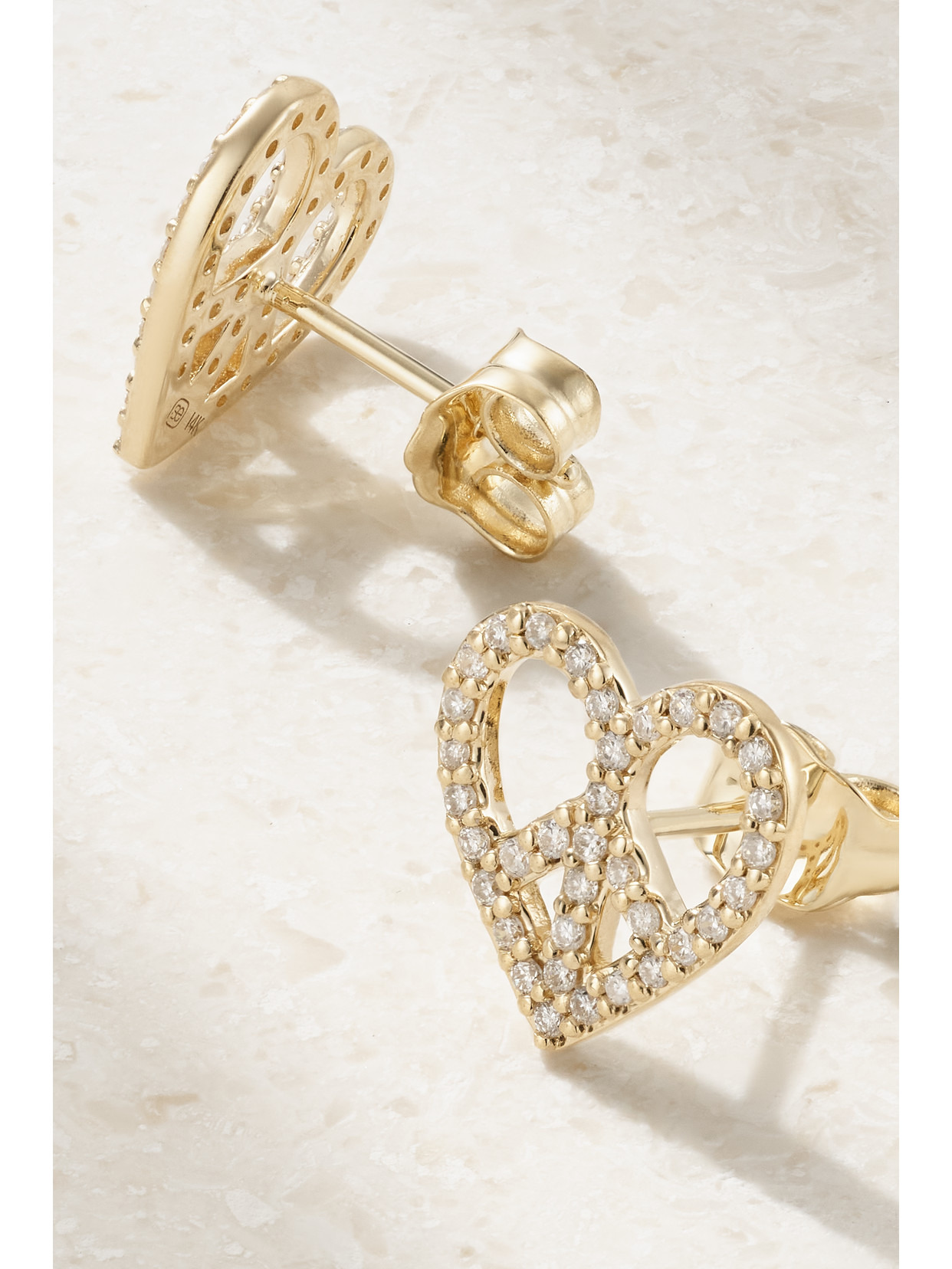 Peace Heart 14-karat Gold Diamond Earrings - 3