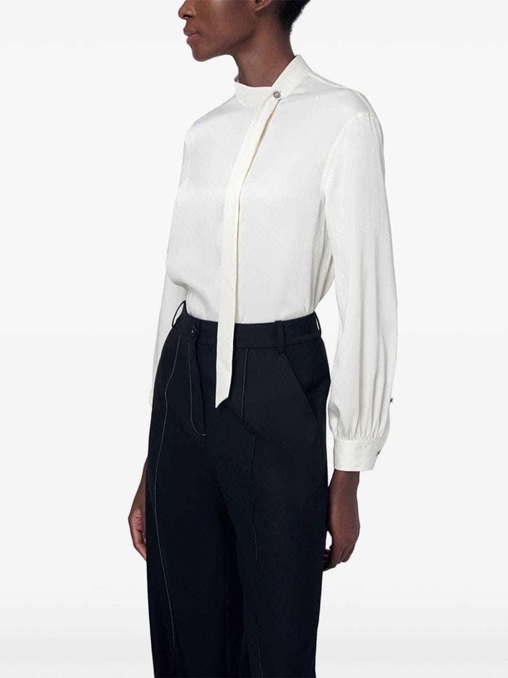 scarf-detail long-sleeve shirt - 4