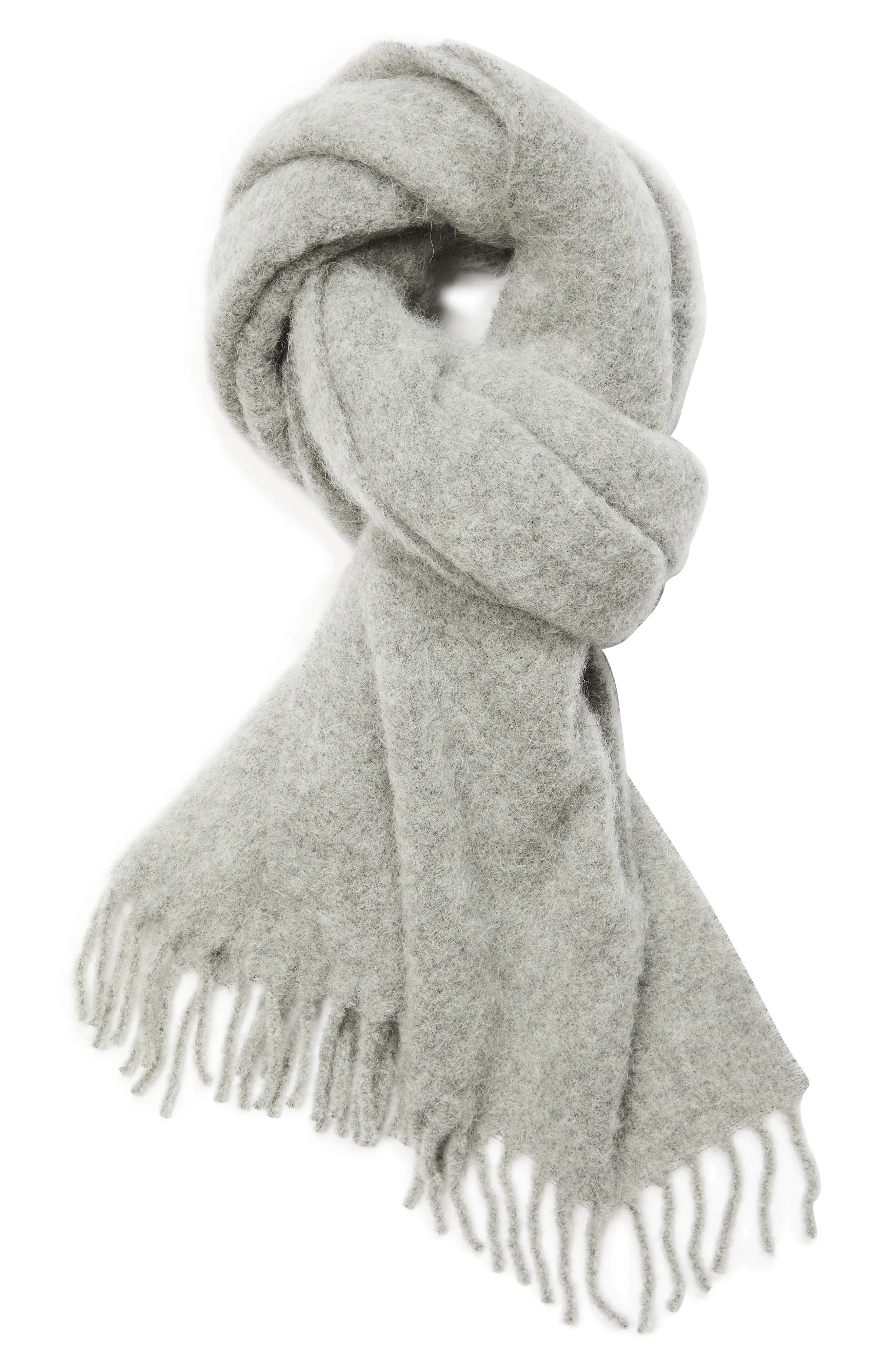 Brushed Alpaca, Mohair & Wool Blend Fringe Scarf - 2