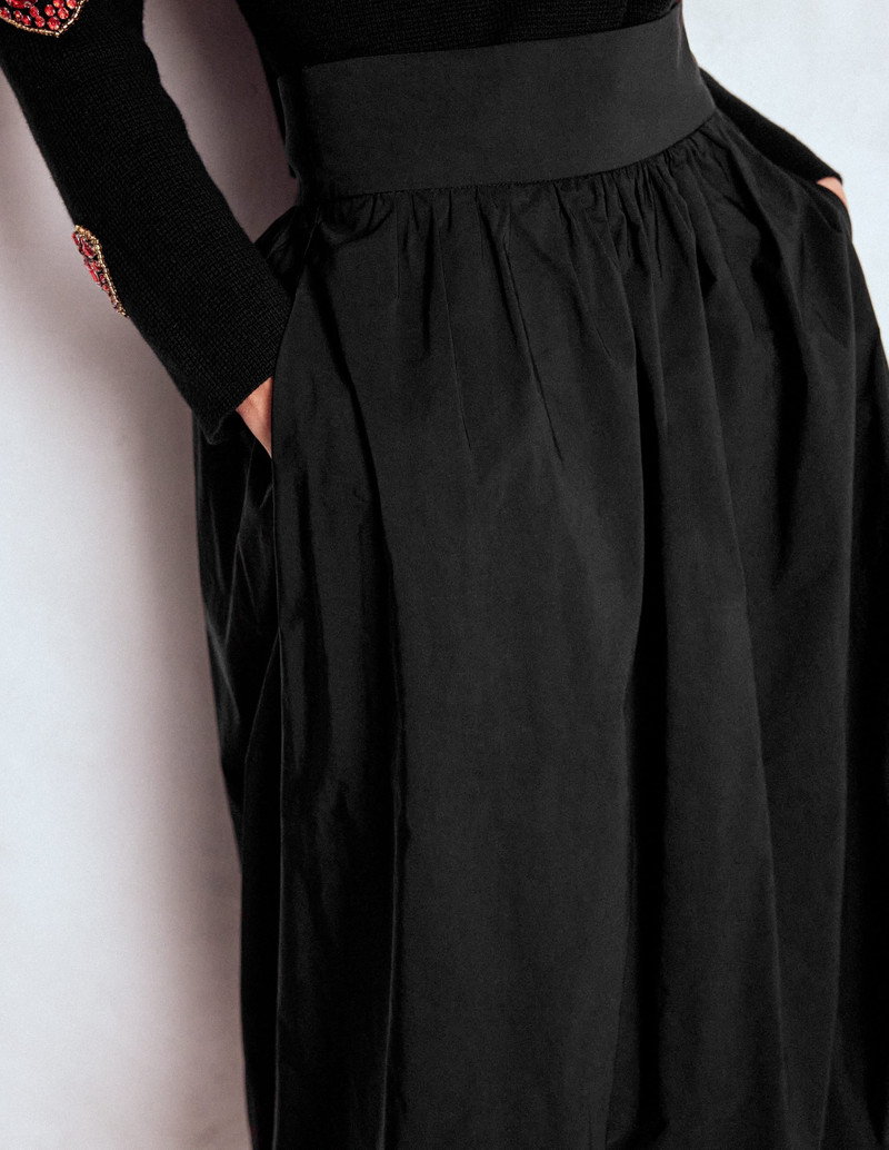 Bubble Hem Midi Skirt-Black 3