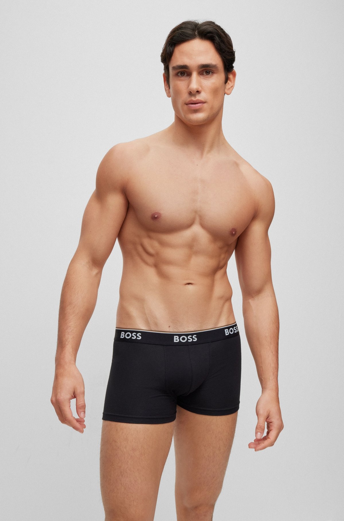 THREE-PACK OF STRETCH-COTTON TRUNKS WITH LOGO WAISTBANDS - 6