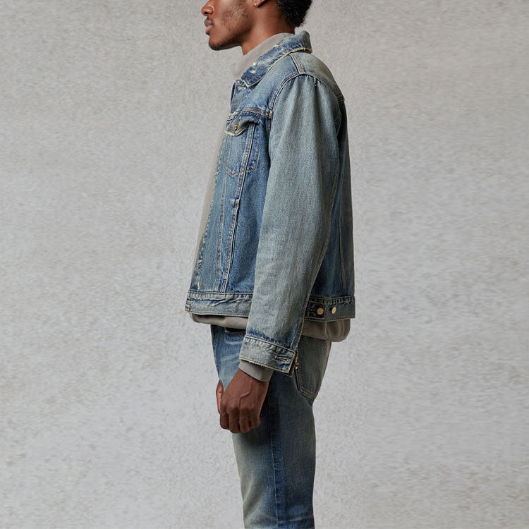 Fear of God Essentials FW20 Light Denim Trucker Jacket 'Dark Blue' FOG-FW20-364 - 5
