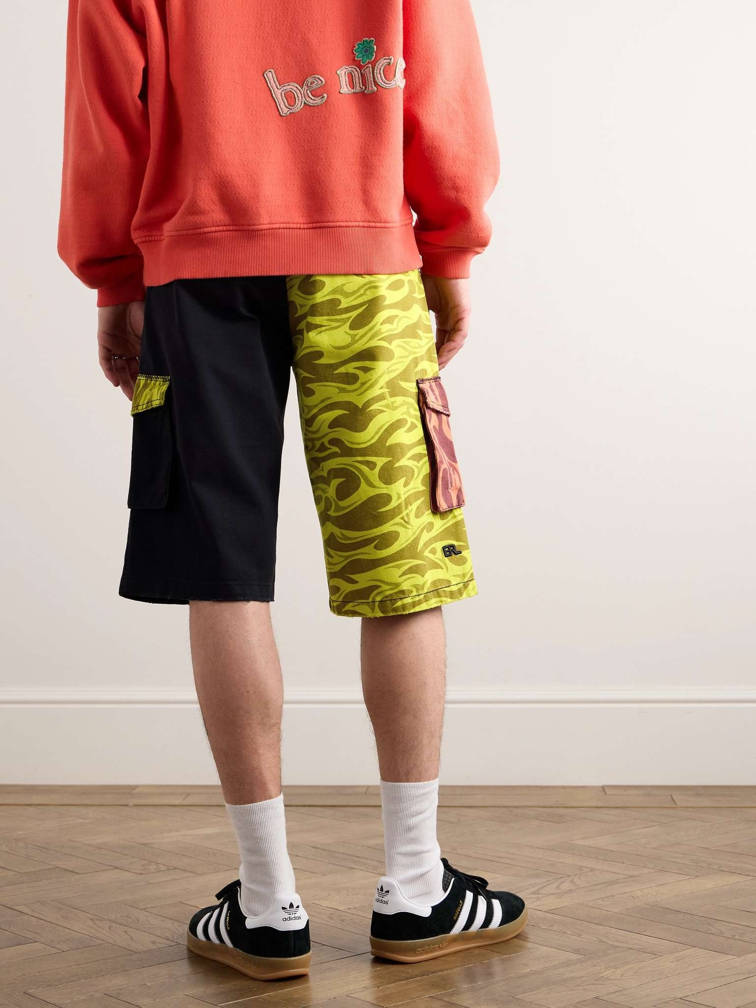 Straight-Leg Distressed Printed Cotton-Canvas Cargo Shorts - 4