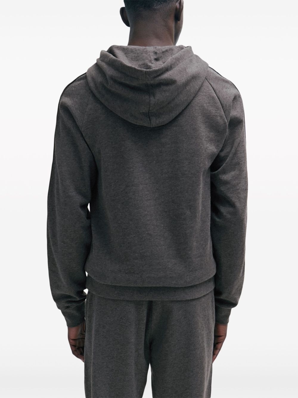 logo-tape cotton hoodie - 2