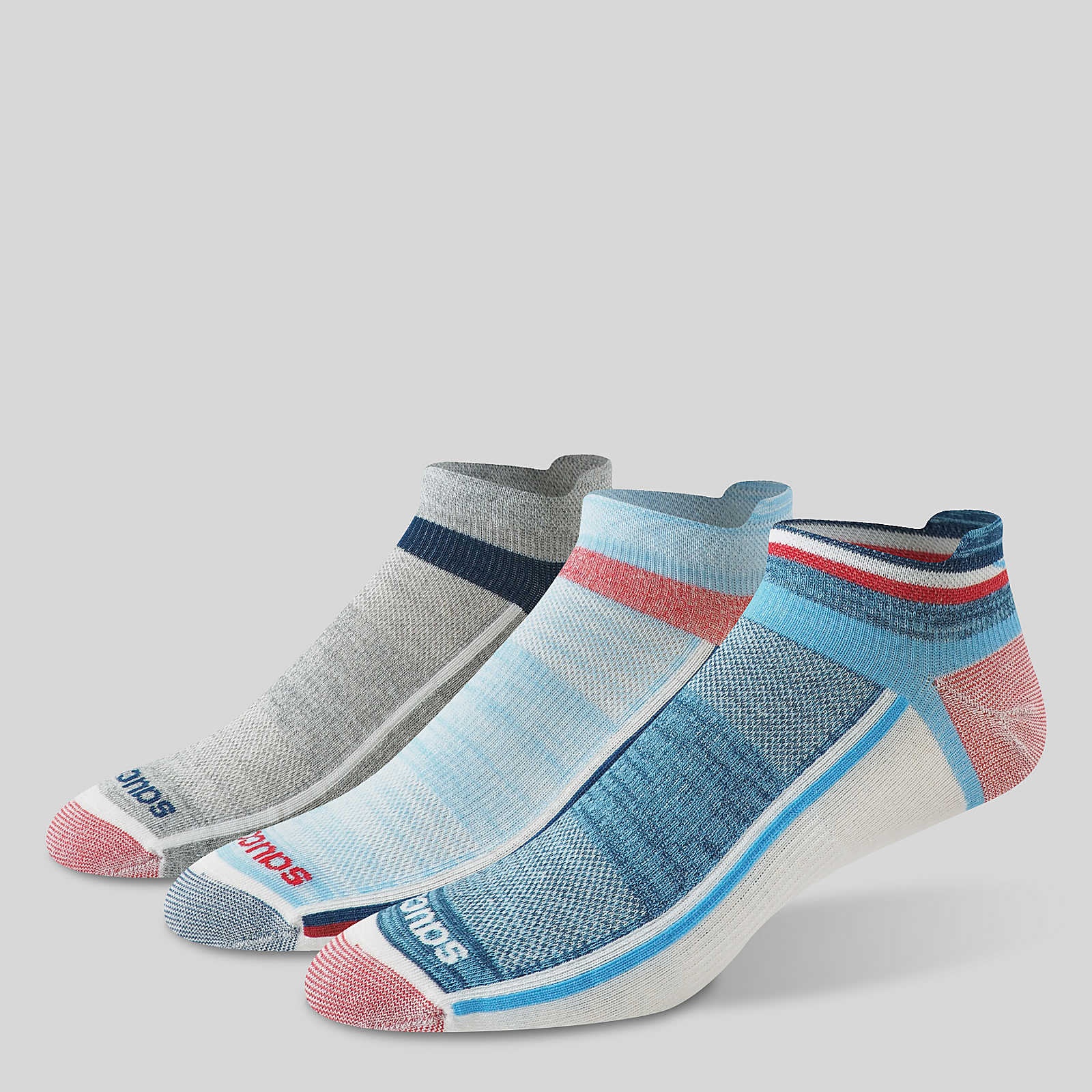 Saucony Inferno Liteweight 3 Pack Socks REVERSIBLE