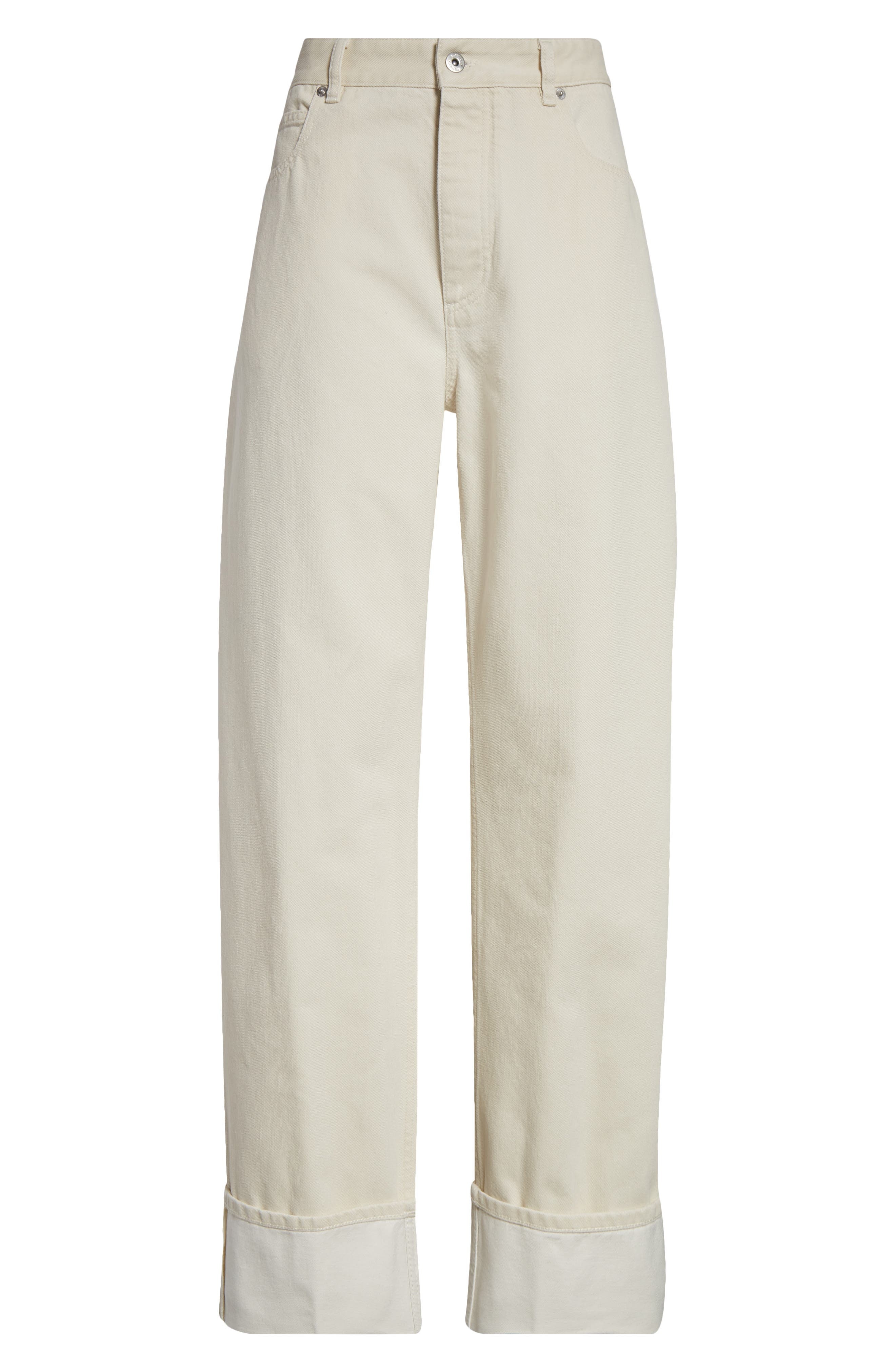 Bottega Veneta Turned Up Straight Leg Jeans in 9247 Pale Meringue at Nordstrom - 5