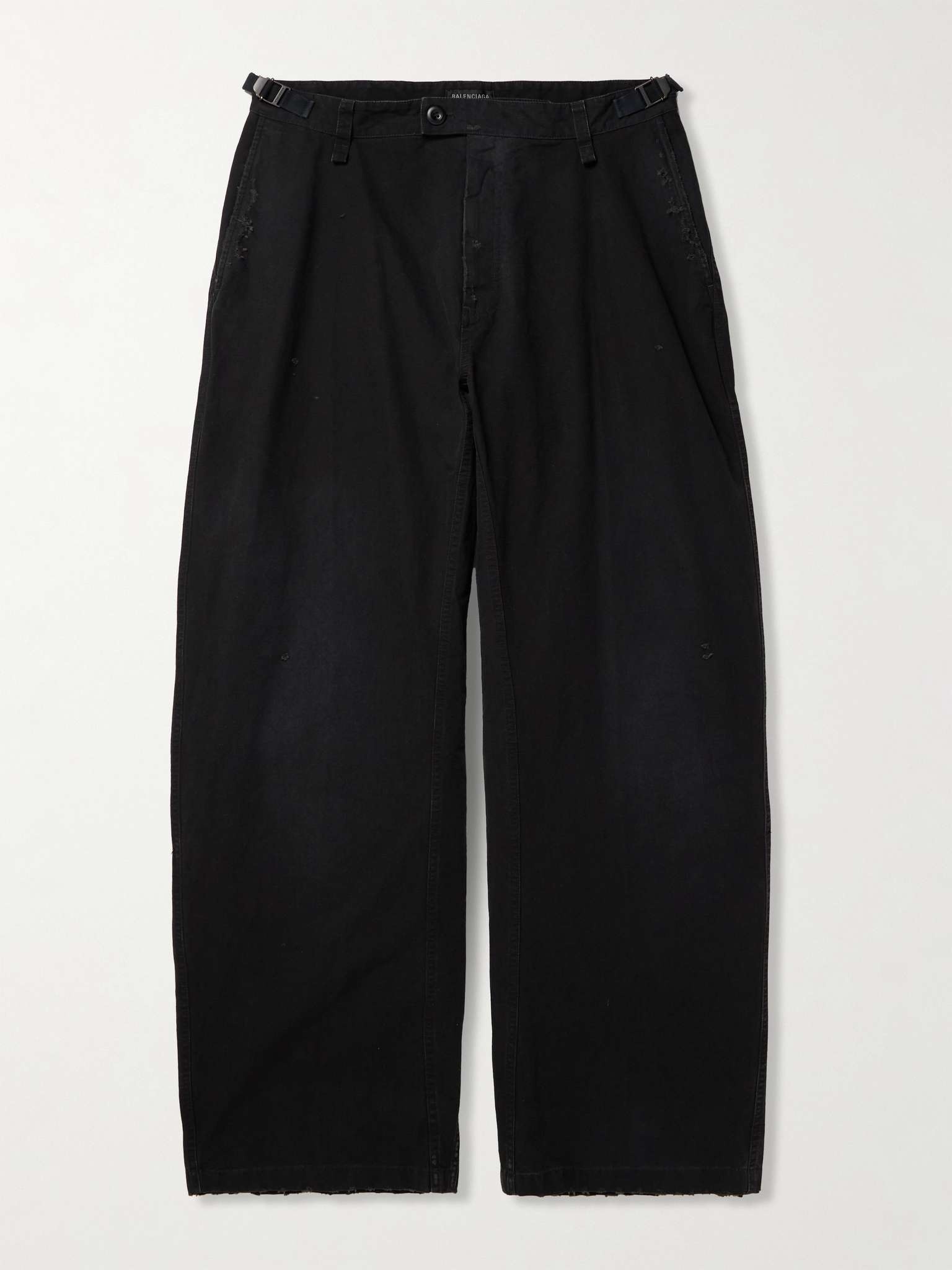 Wide-Leg Distressed Cotton Cargo Trousers - 1
