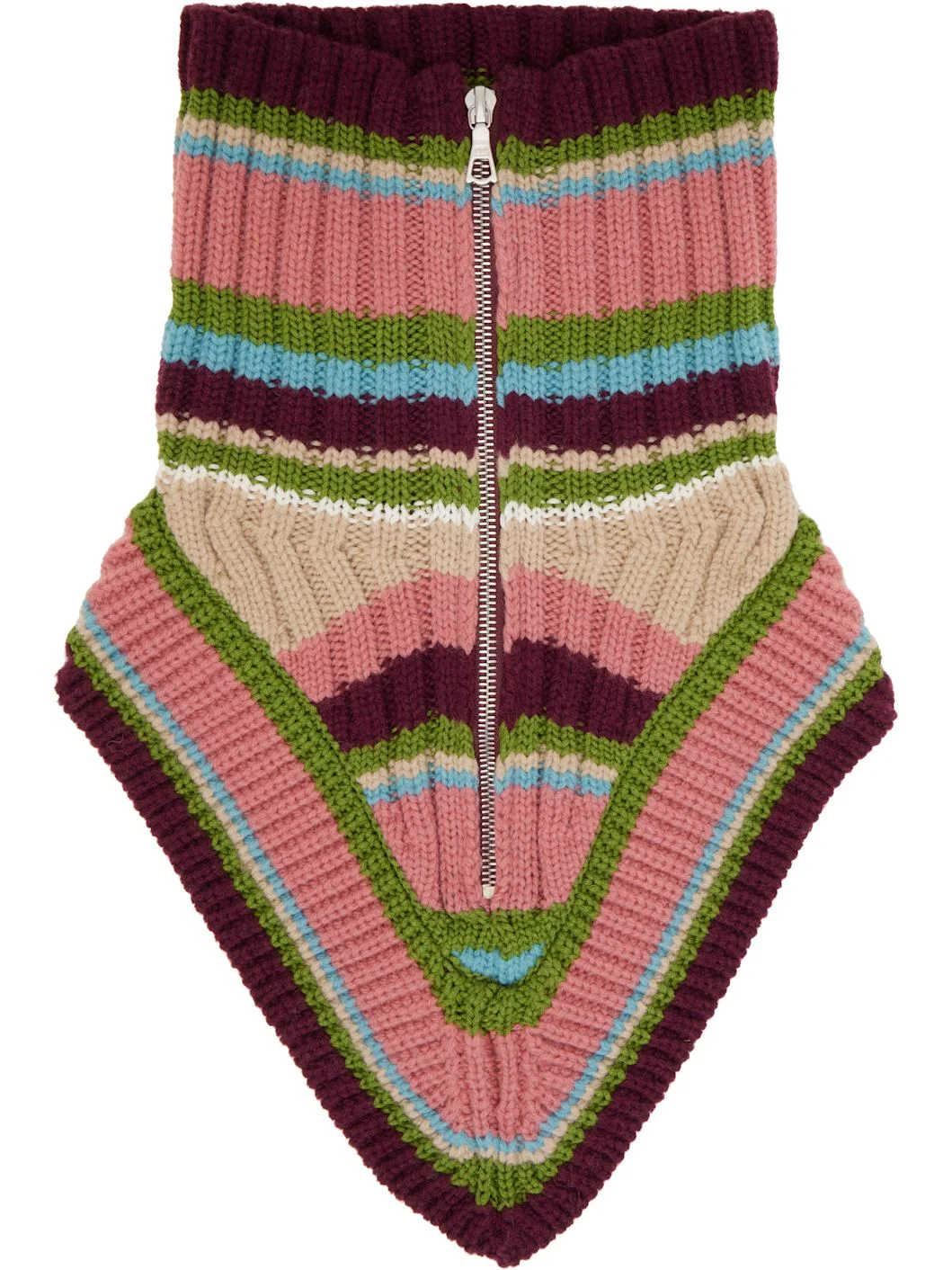 Multicolor Wool Zip Collar Scarf - 1