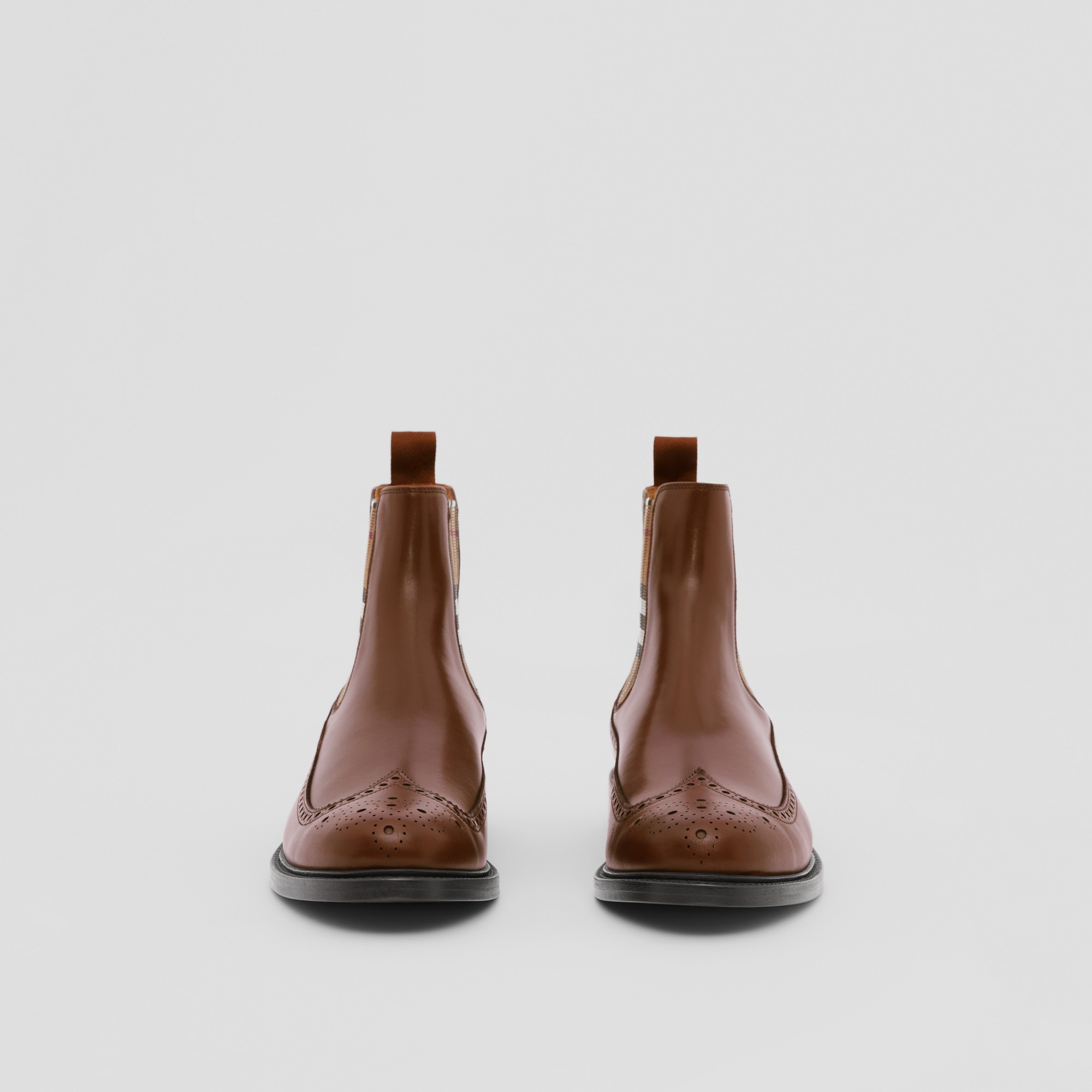 Vintage Check Detail Leather Chelsea Boots - 3