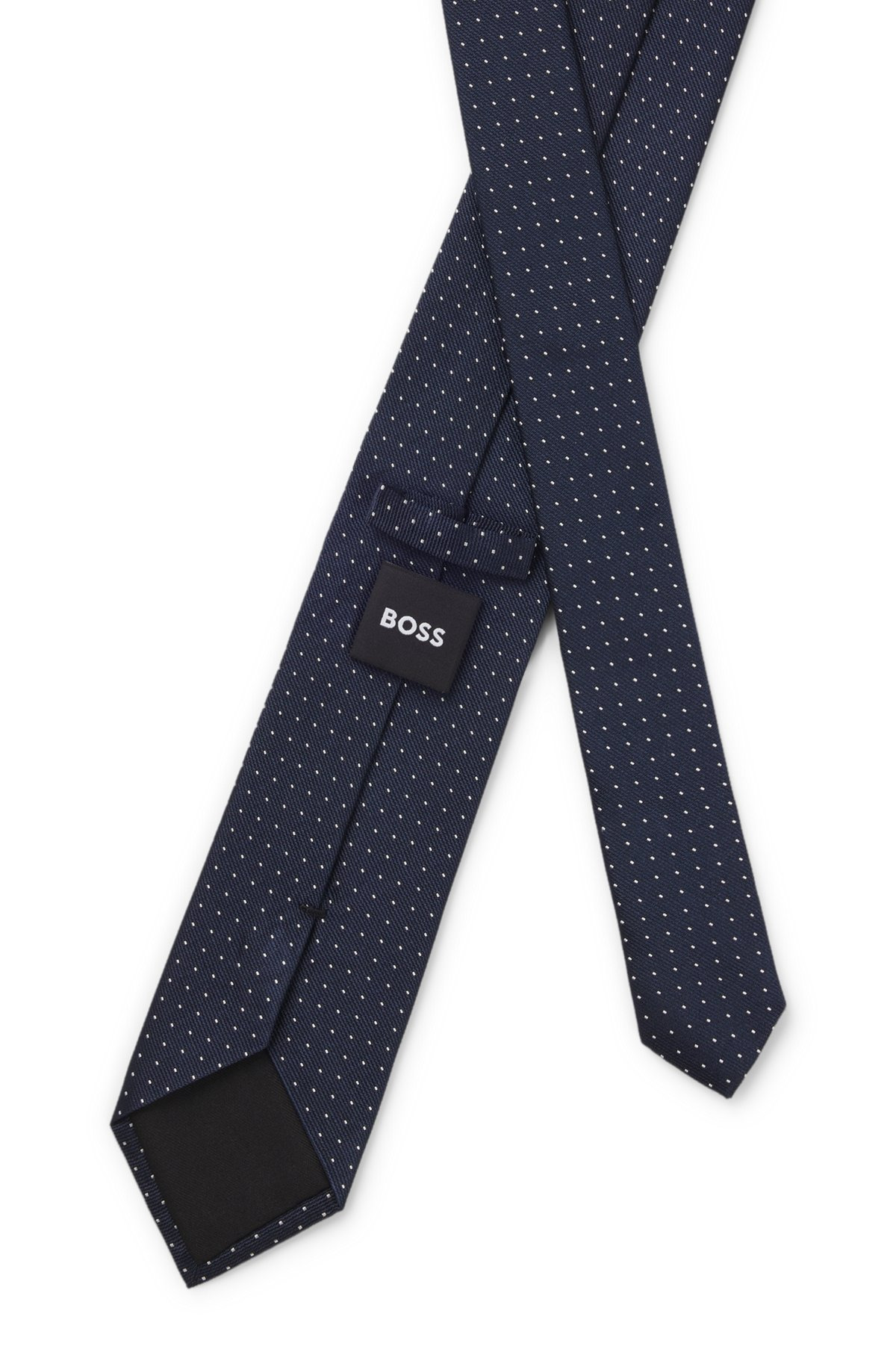 SILK-BLEND TIE WITH JACQUARD-WOVEN DOT MOTIF - 4