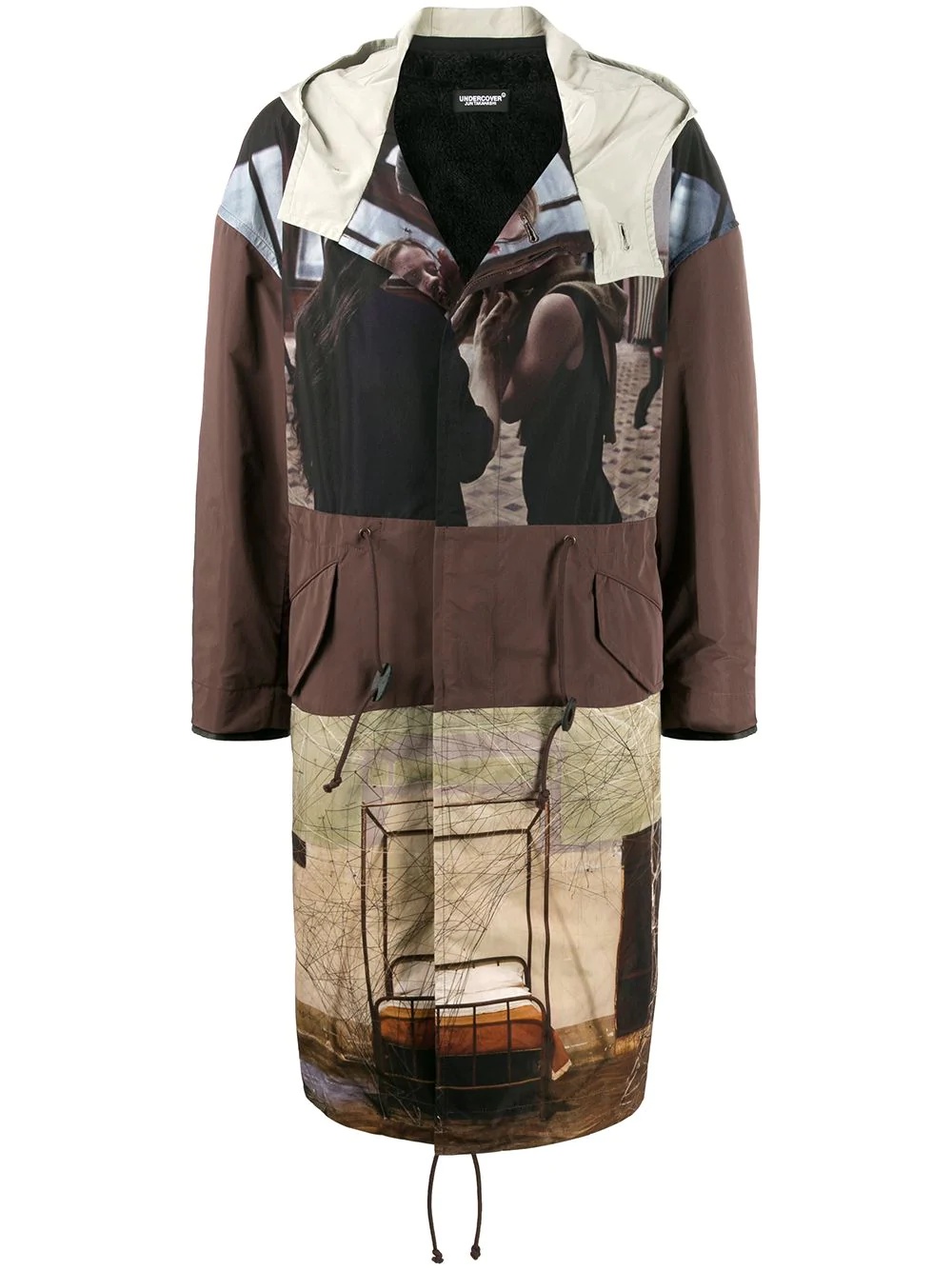 patchwork print coat - 1