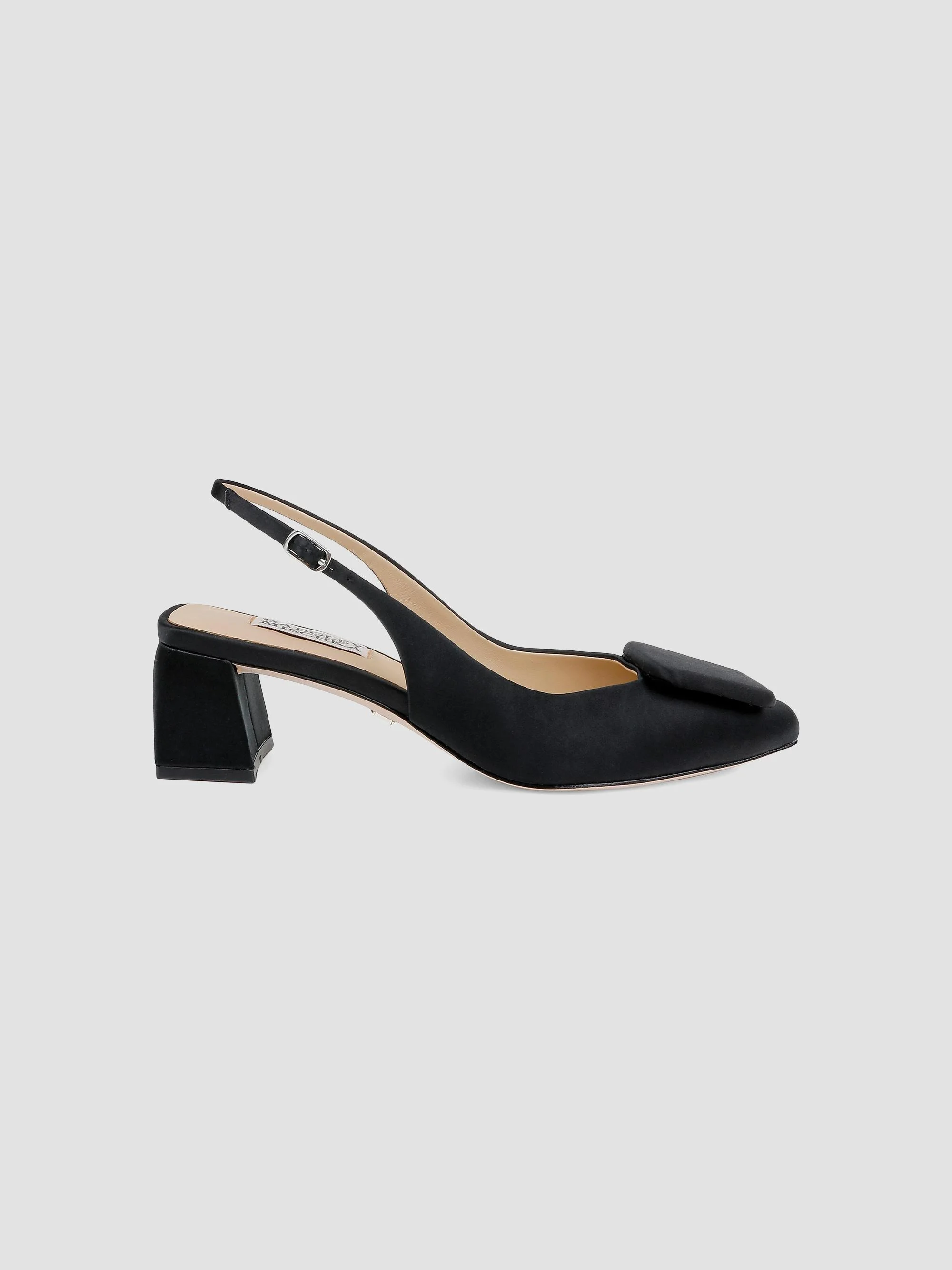 Women's Gracen 50MM Satin Block-Heel Slingback Pumps - Black Satin - 1