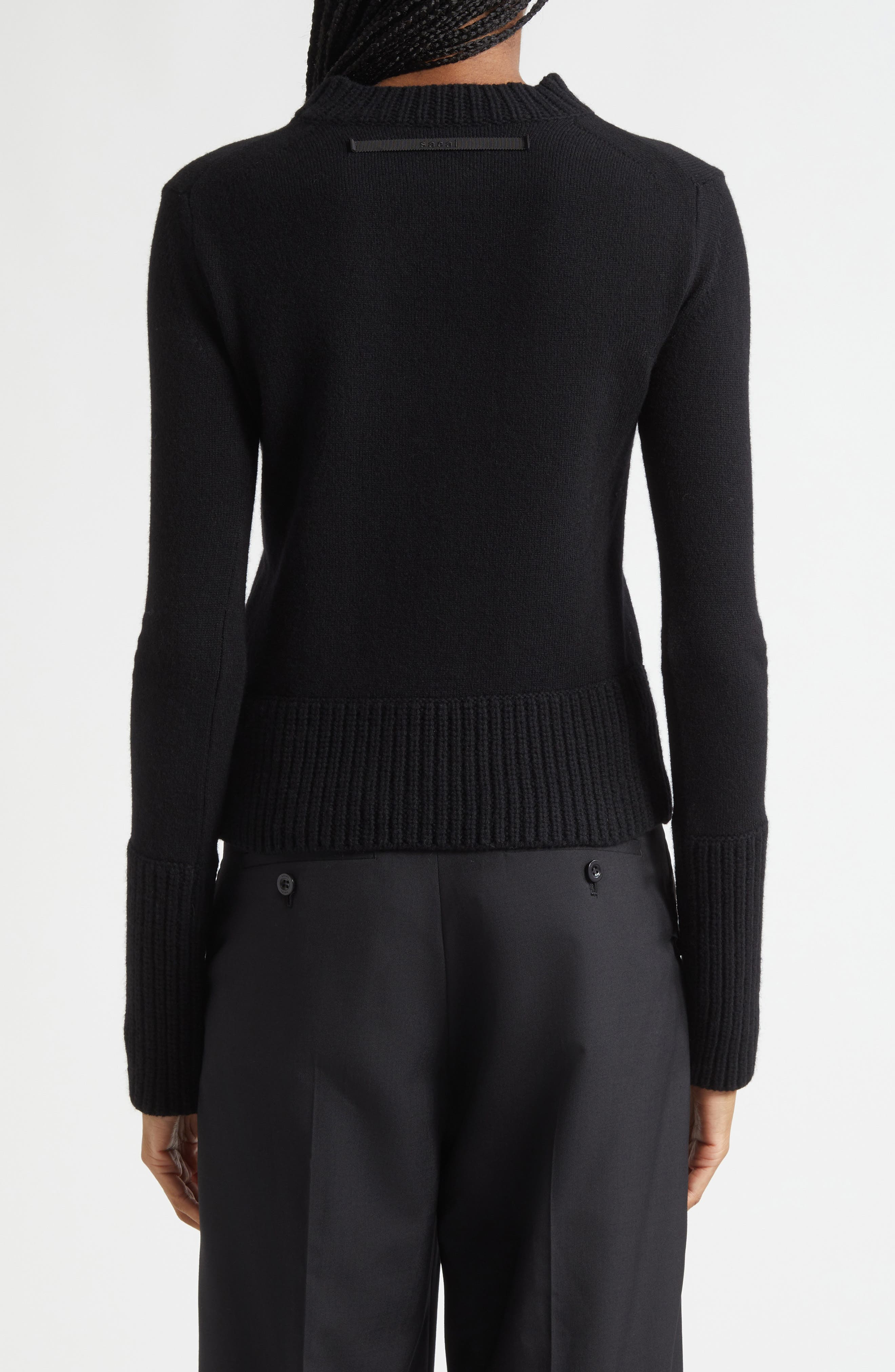 Sacai Crewneck Wool Sweater in Black at Nordstrom - 3