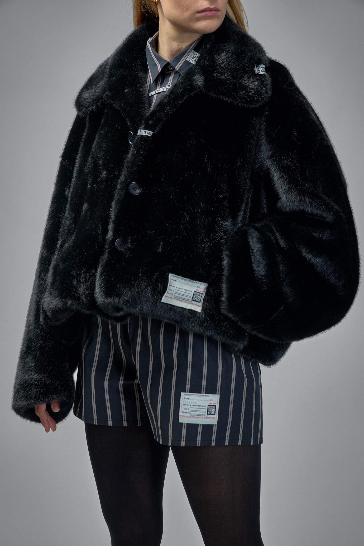 Roll Up Hem Fake Fur Coat - 4