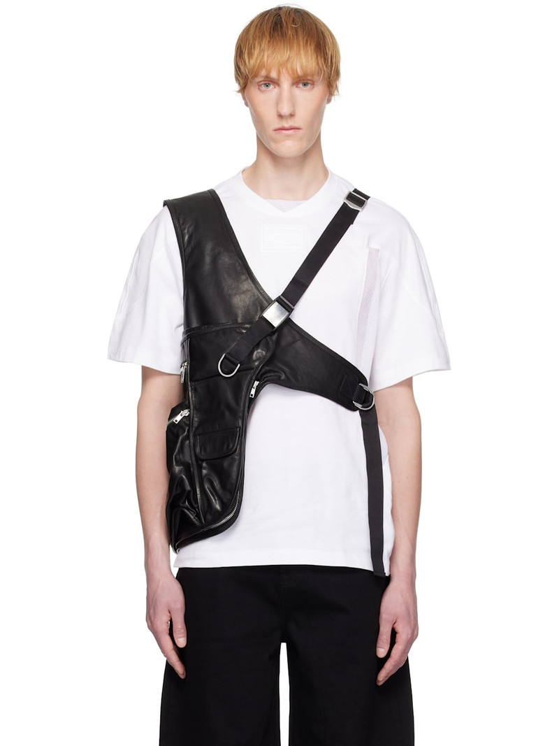 Black Utility Bag Leather Vest 1