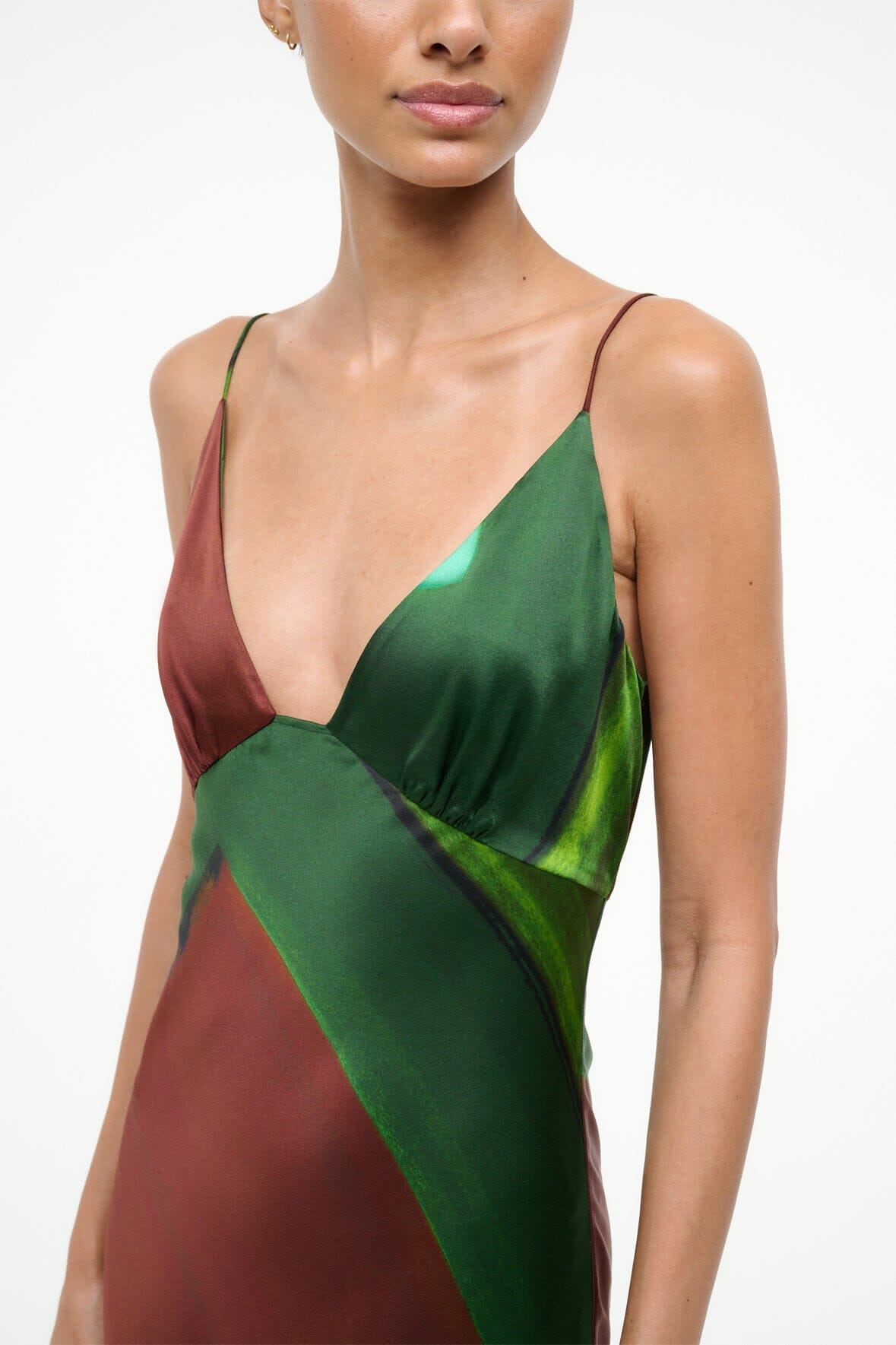 STAUD HANK SILK DRESS EMERALD PRISM - 5