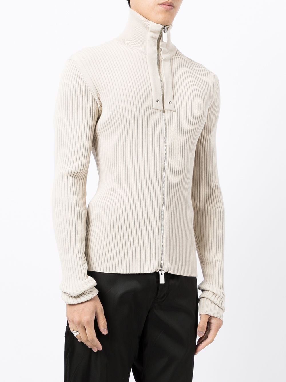 ribbed-knit zip-front jumper - 3