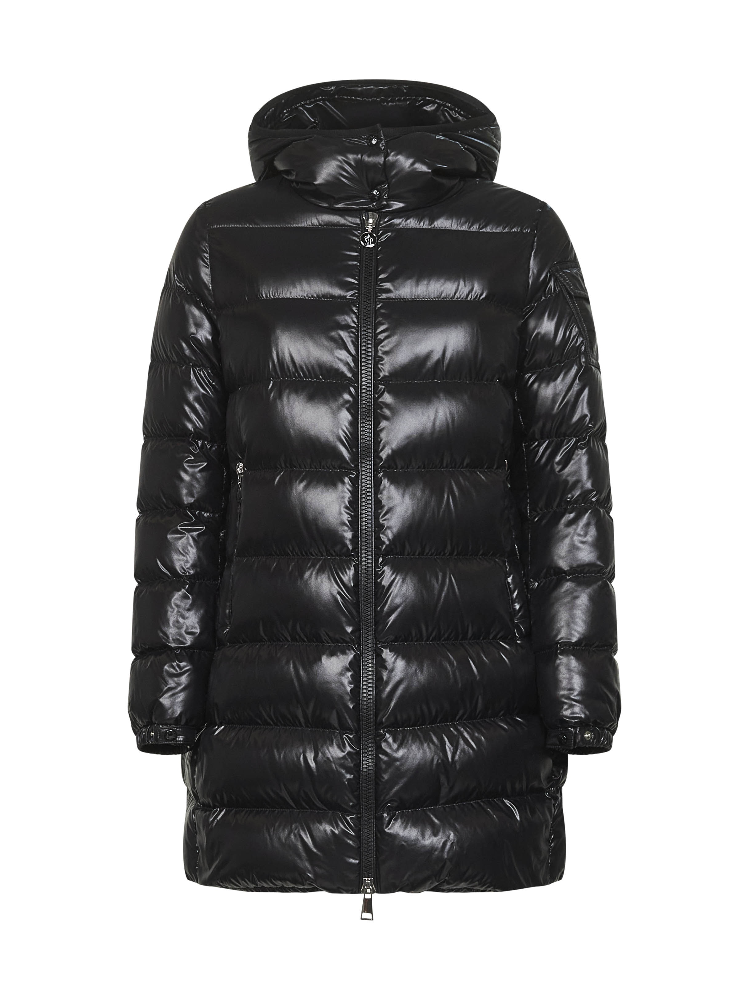 Black Courcelles midi hooded down jacket - 1