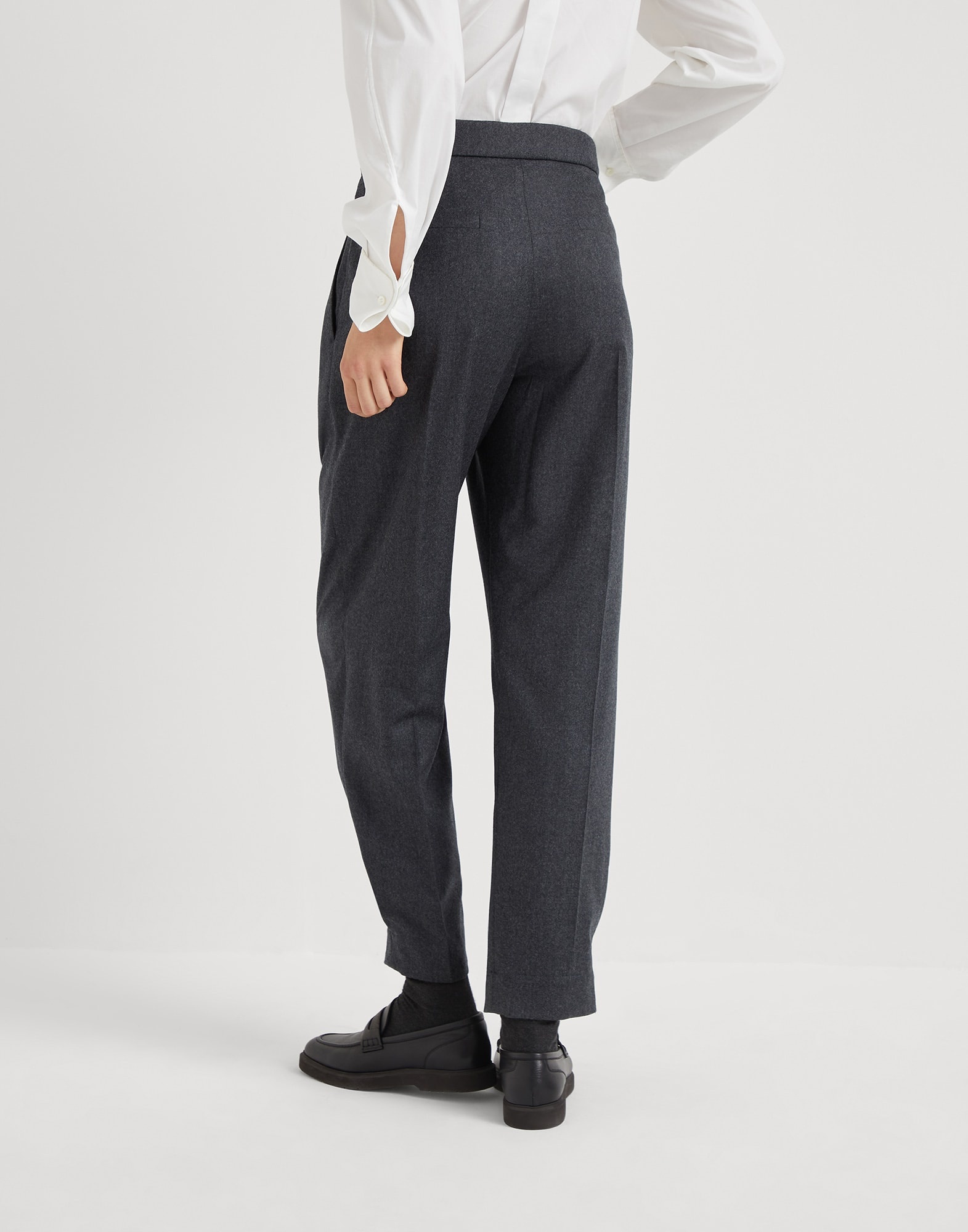 Virgin wool flannel sartorial baggy trousers - 2