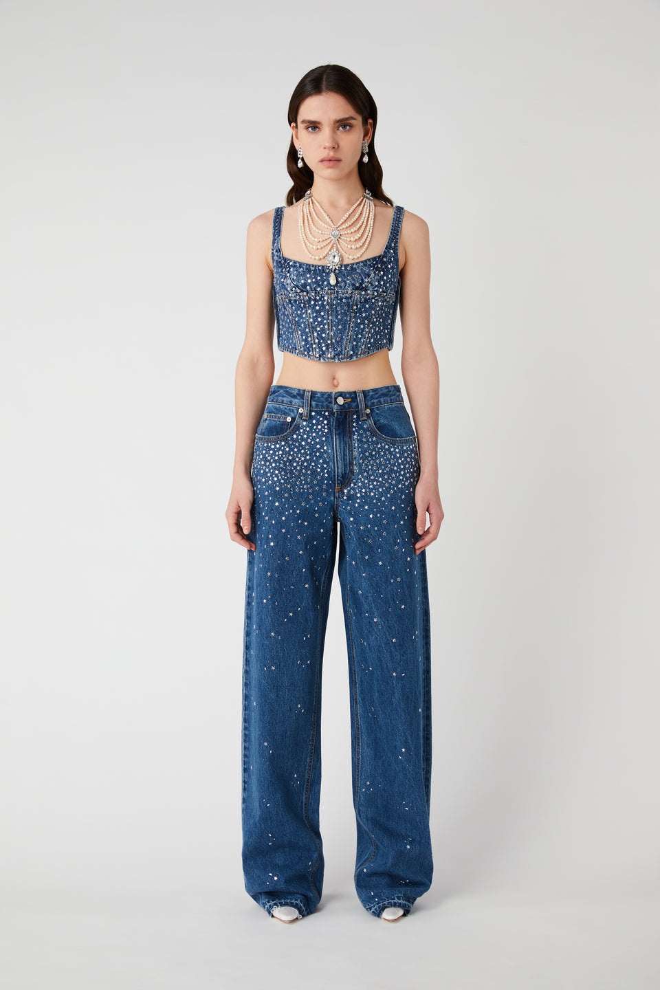 DENIM BUSTIER WITH HOTFIX - 4