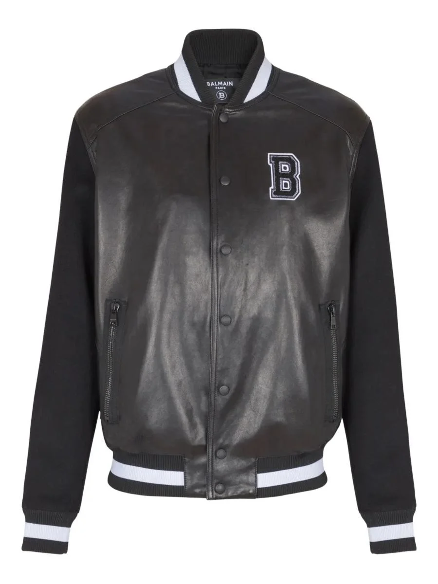 Balmain Varsity Leather Bomber Jacket - 1