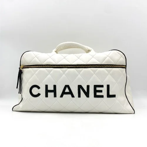 Chanel No. 3 White Quilted Boston Bag - 1
