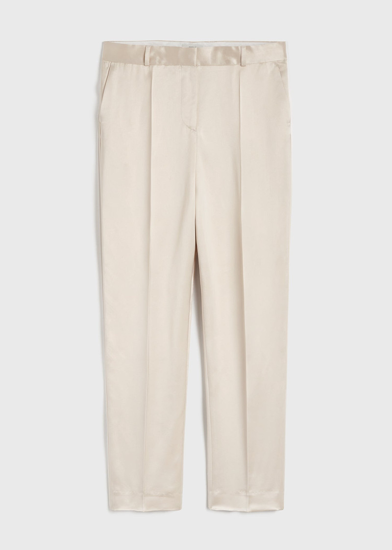 Low-waist satin trousers ecru - 1