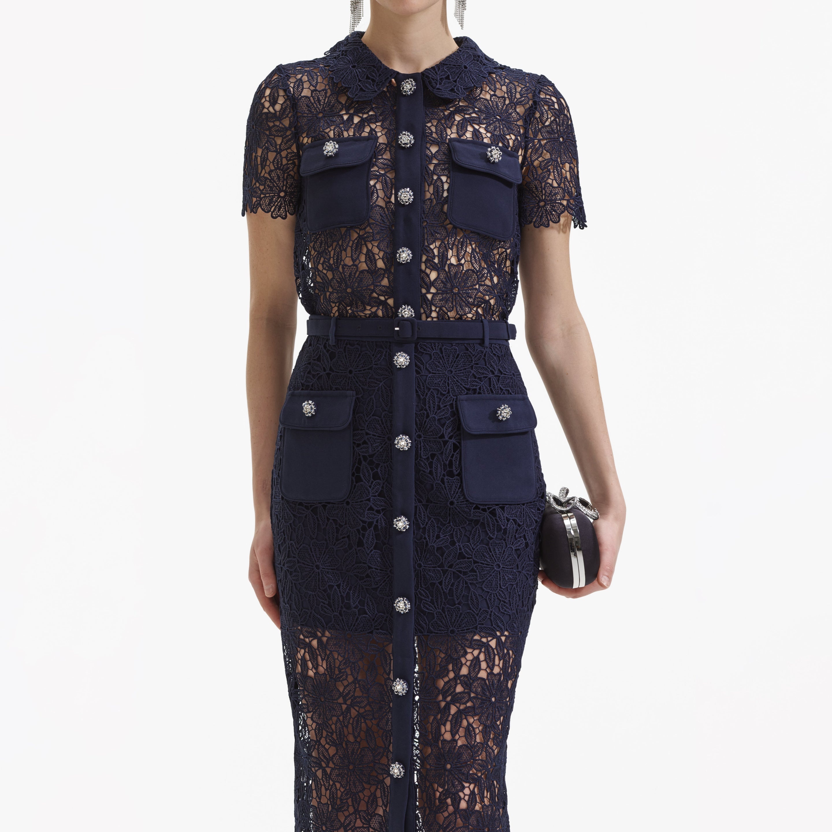 Navy Guipure Lace Top - 4