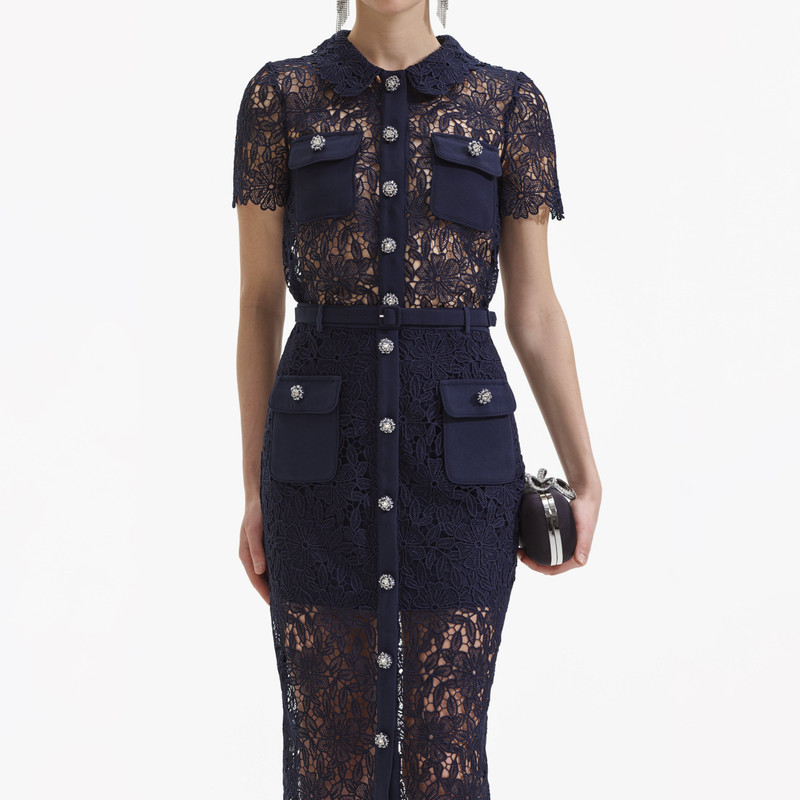 Navy Guipure Lace Top 4