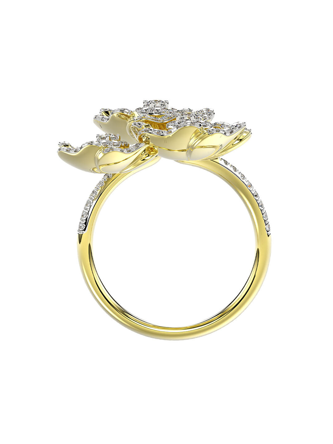 HALO FLOWER YELLOW GOLD RING - 2
