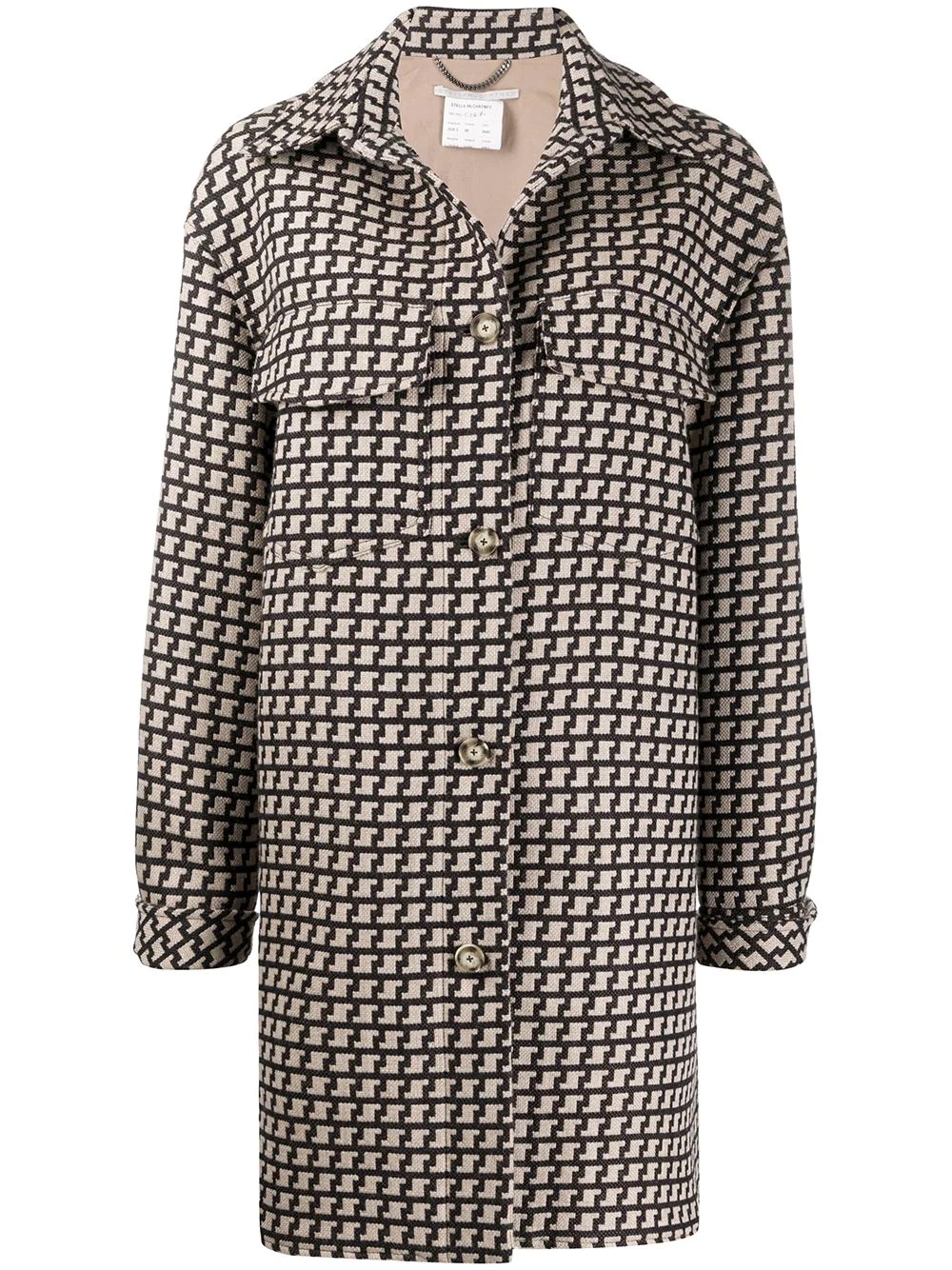 patterned single-breasted coat - 1