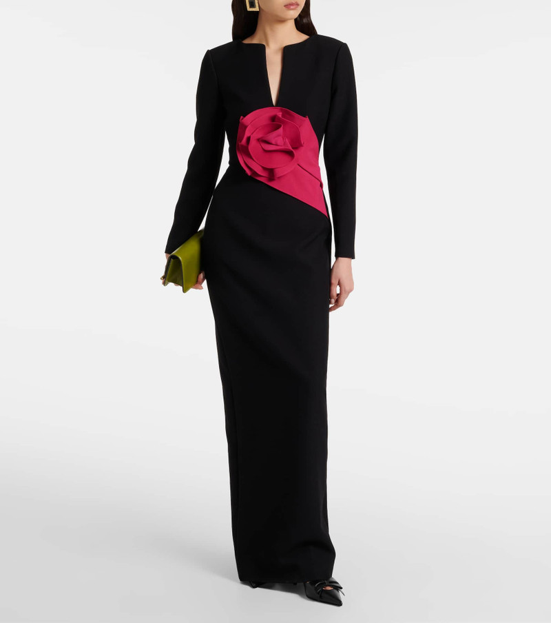 ROLAND MOURET Floral-appliqué crêpe gown outlook