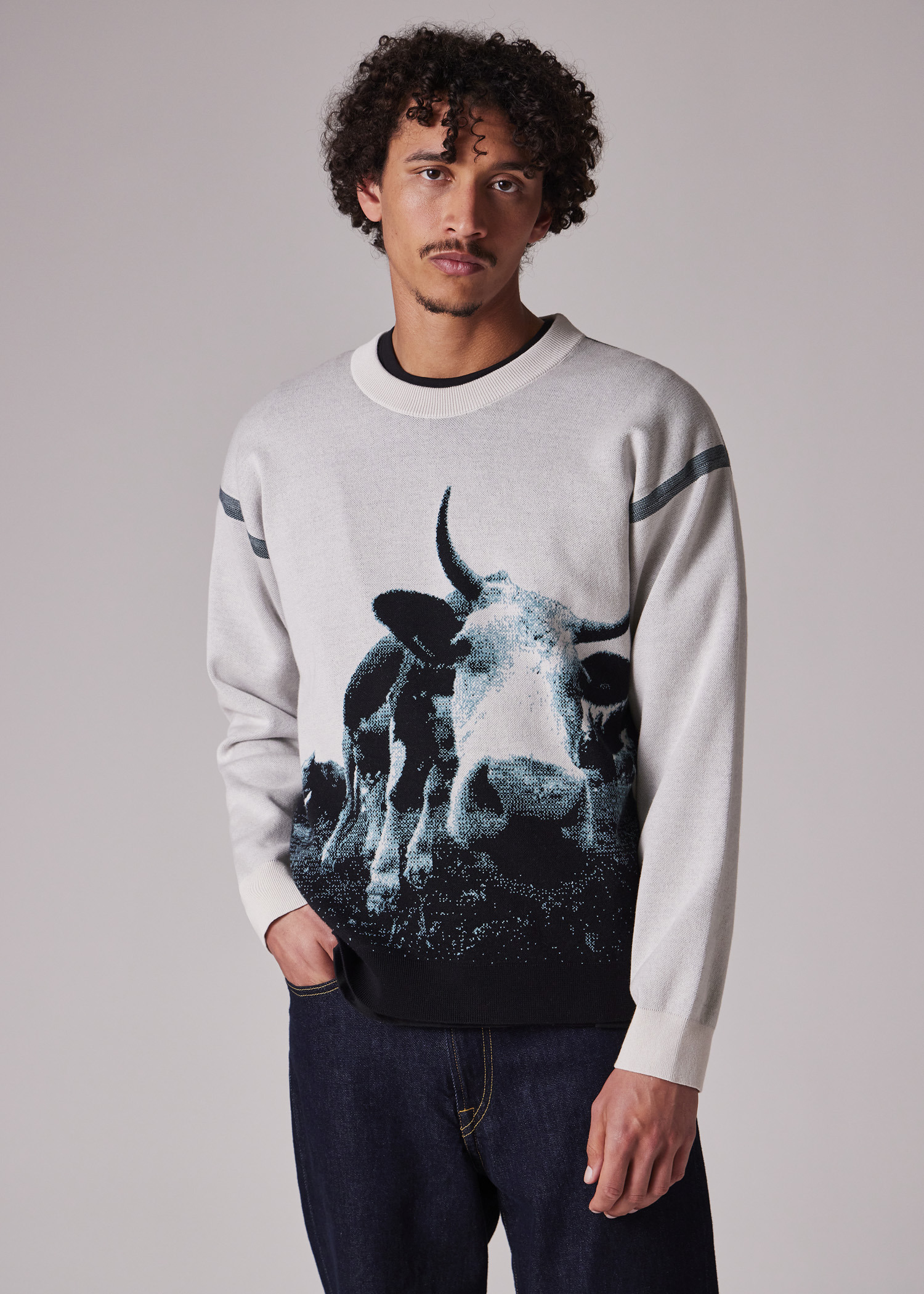 'Cow' Jacquard Cotton Sweater - 4