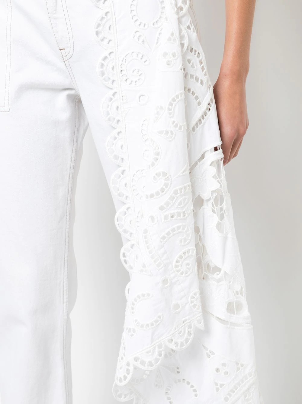 high-waist lace detail trousers - 5