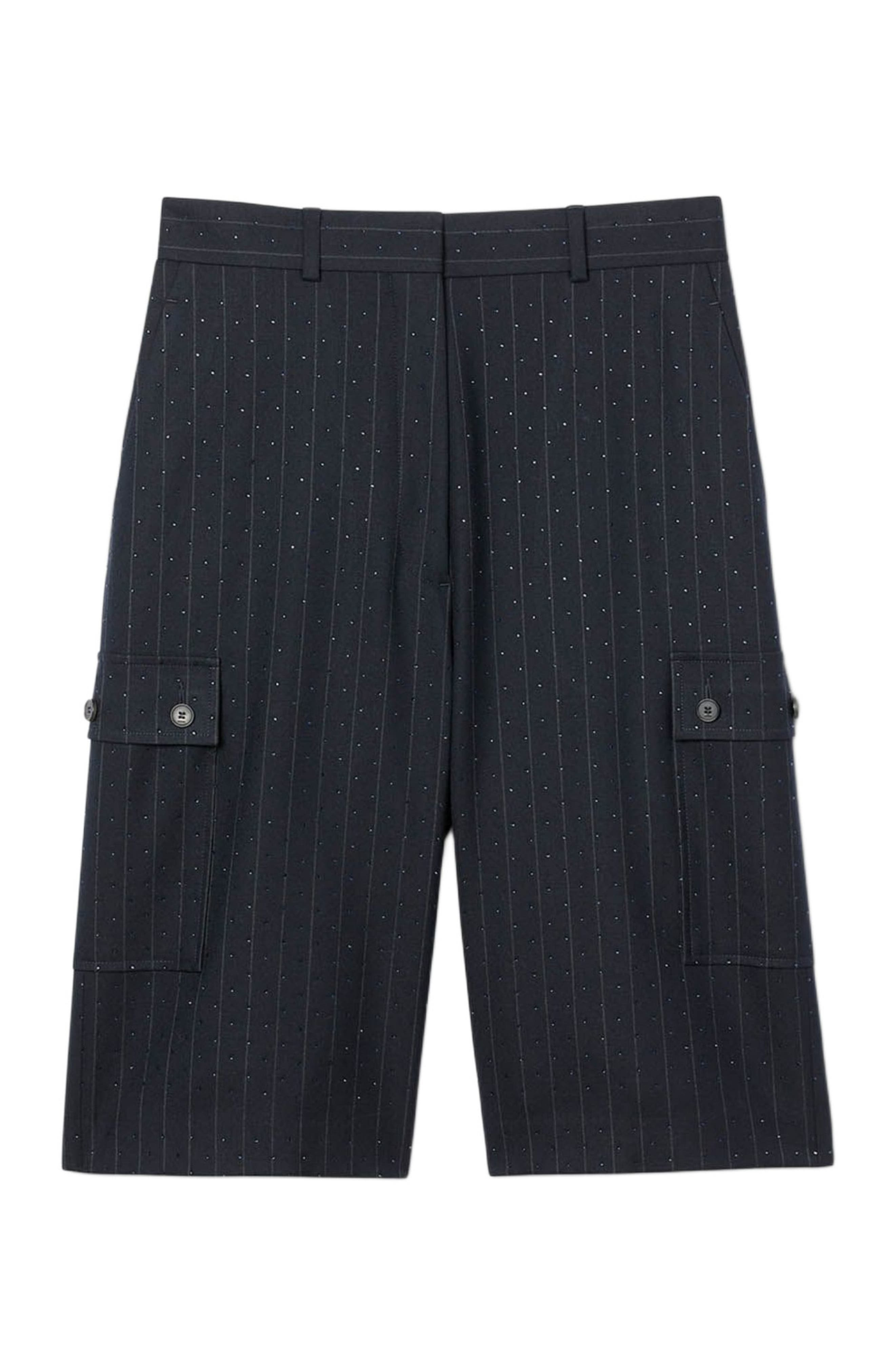 SANDRO Rhinestone striped Bermuda in Navy Blue at Nordstrom - 5