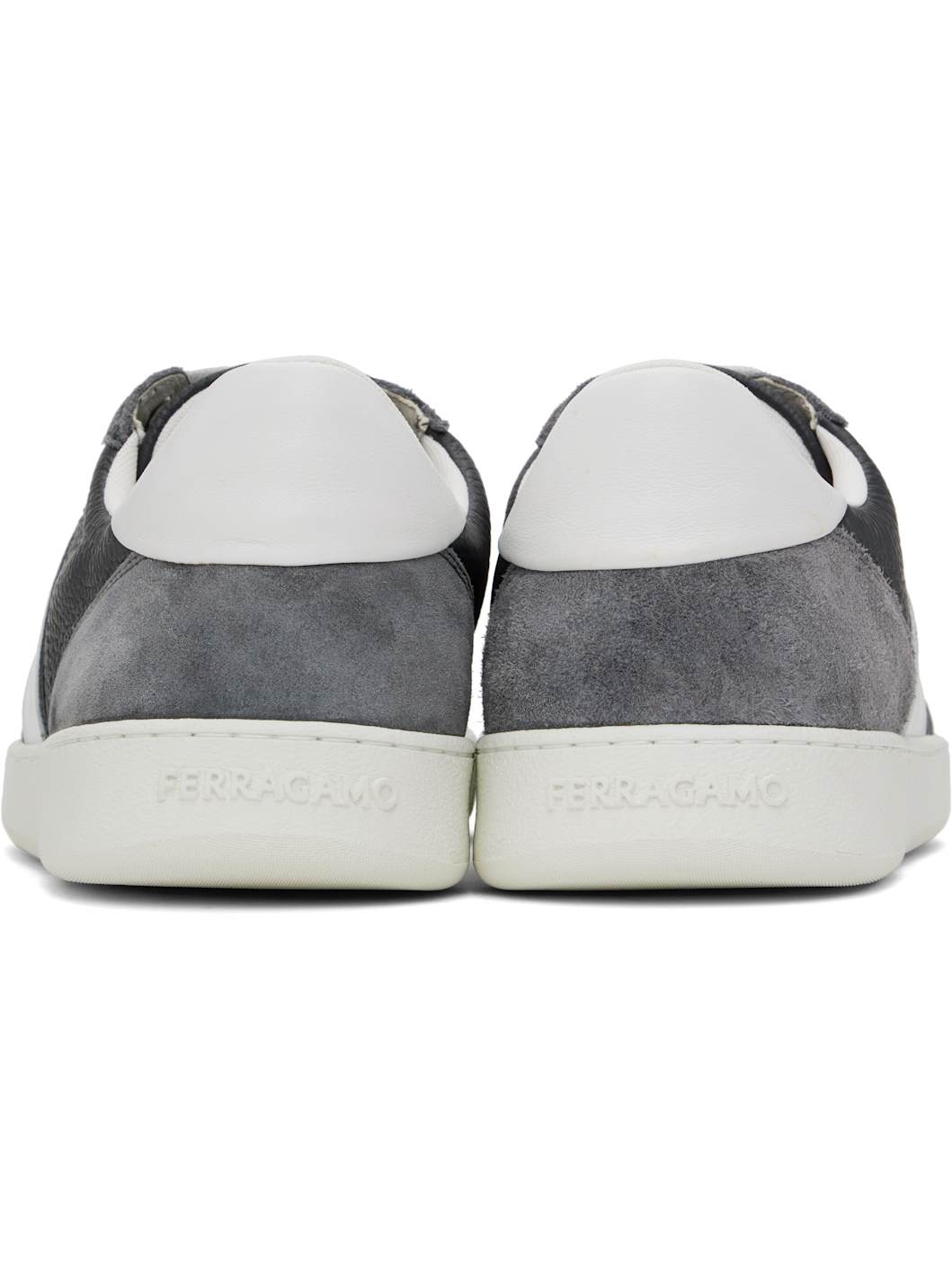 Gray & White Low Top Signature Sneakers - 2