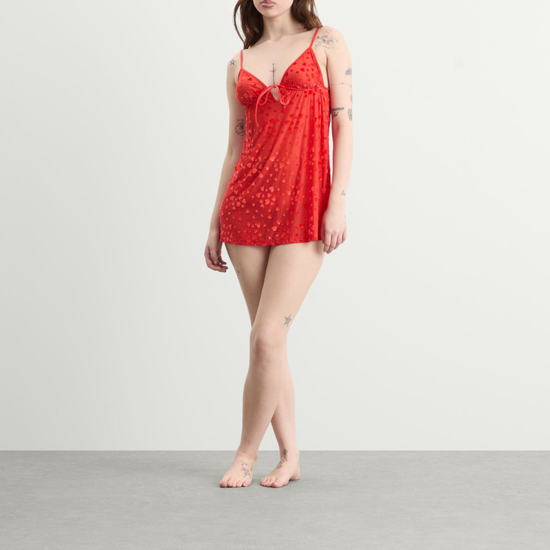 SKIMS SKIMS Sheer Velvet Burnout Straight Neck Mini Dress outlook