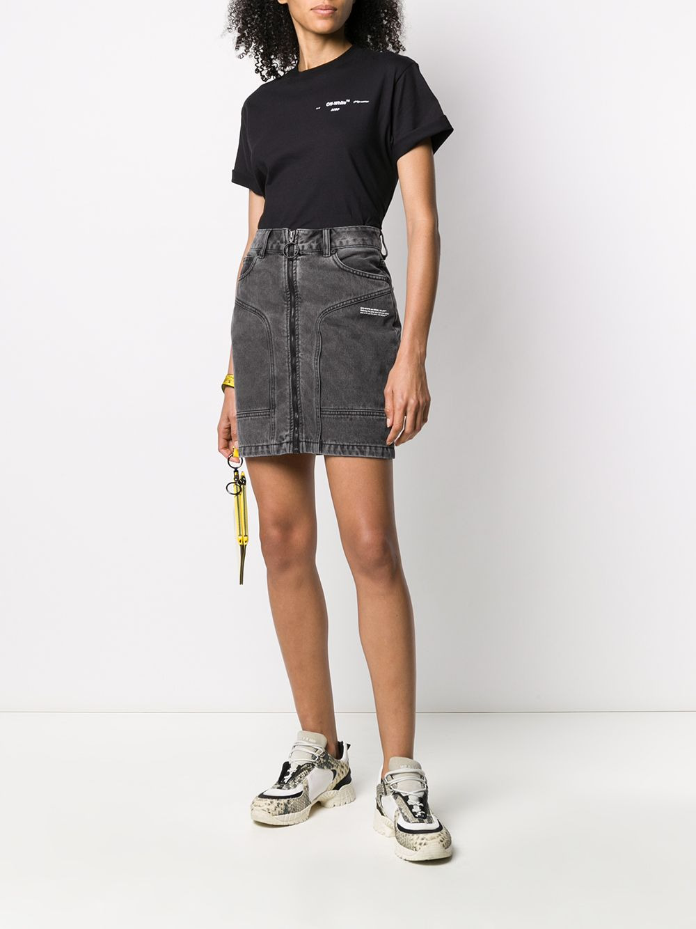 zip-front denim skirt - 2